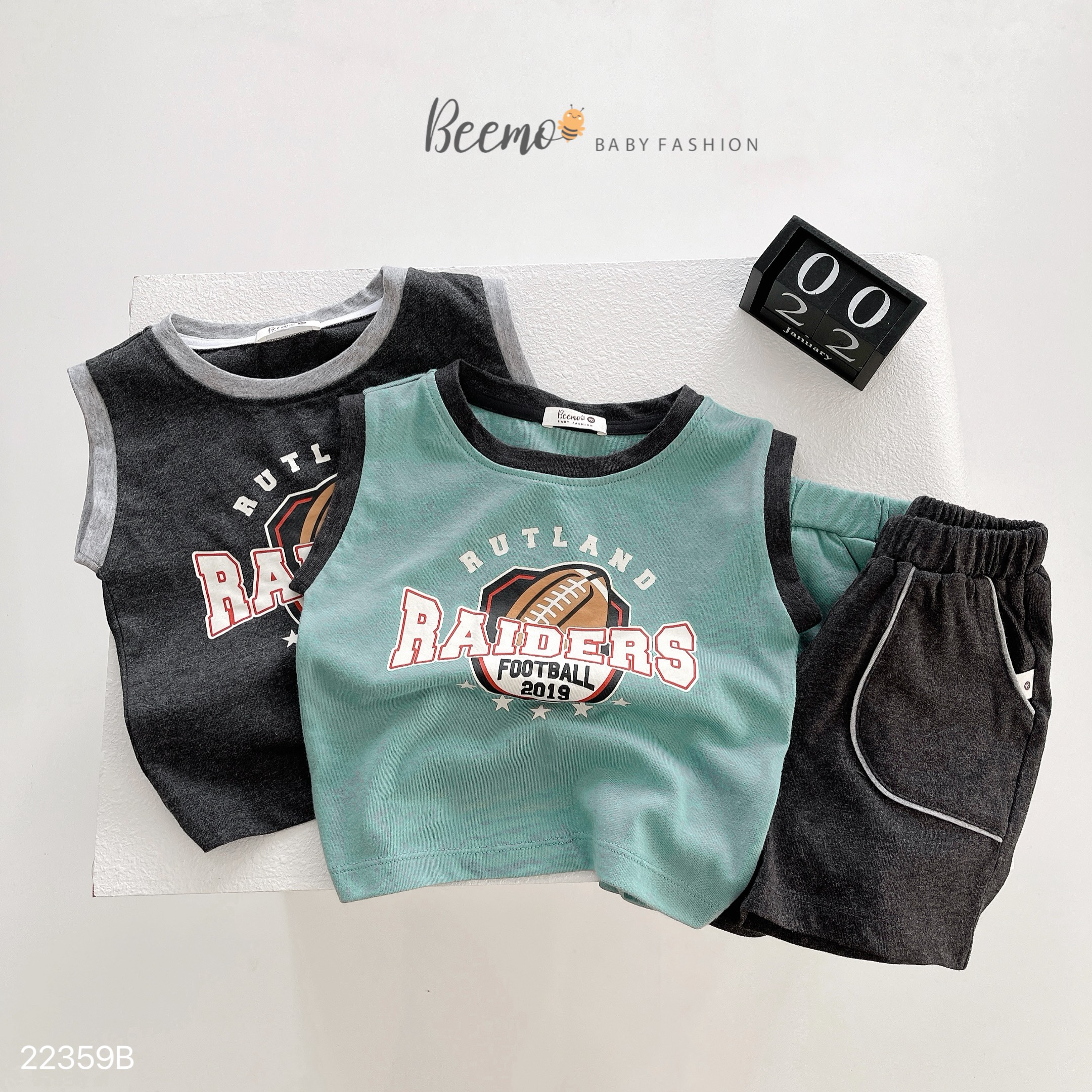 Mô tả Bộ ba lỗ thể thao cho bé trai Beemo,Chất liệu cotton mềm mịn, siêu mát, in hình quả bóng siêu đẹp, khoẻ khoắn B478 - 1