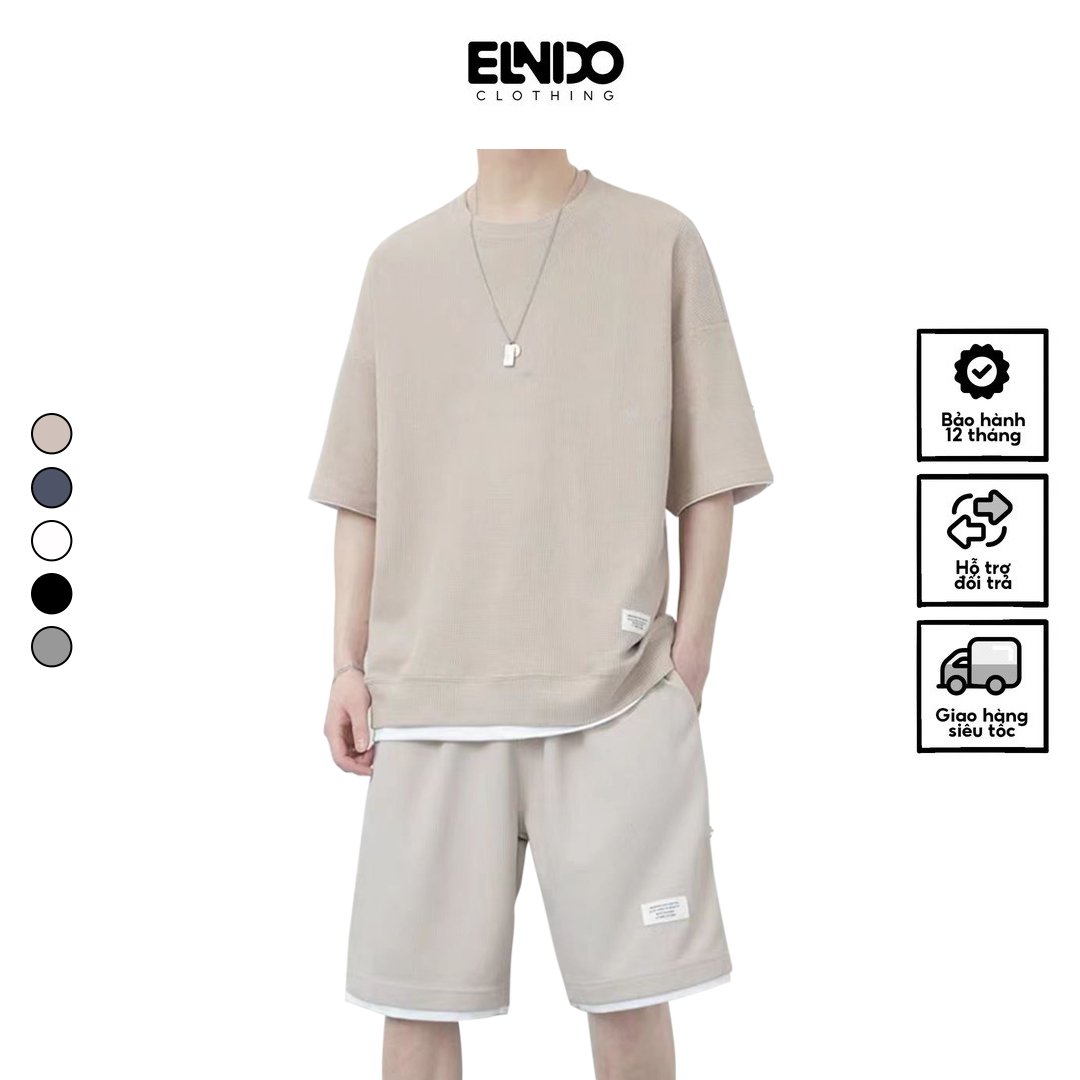Mô tả Bộ thể thao nam cộc tay thoáng mát năng động phong cách nam tính trẻ trung ELNIDO ED02 - 2