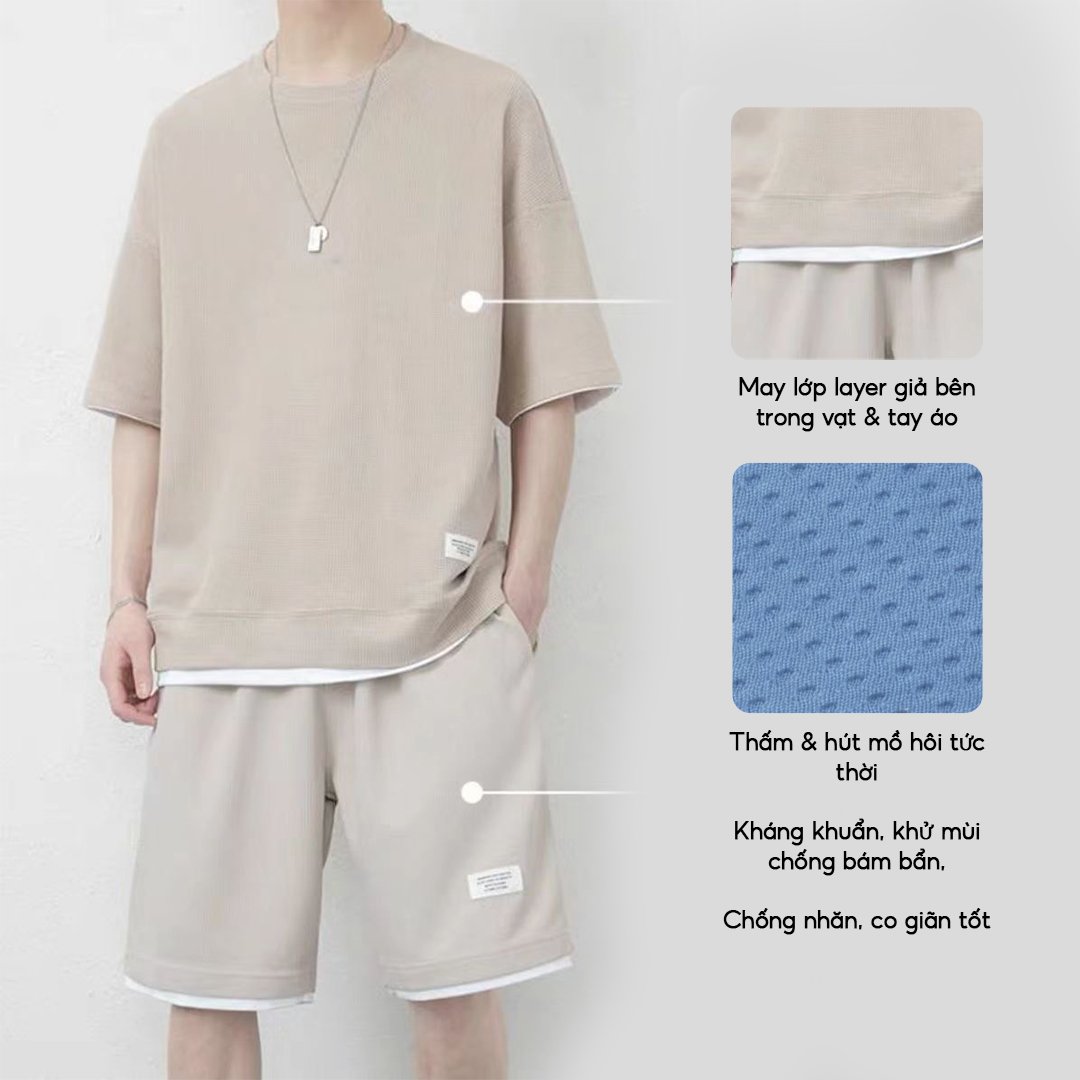 Mô tả Bộ thể thao nam cộc tay thoáng mát năng động phong cách nam tính trẻ trung ELNIDO ED02 - 4