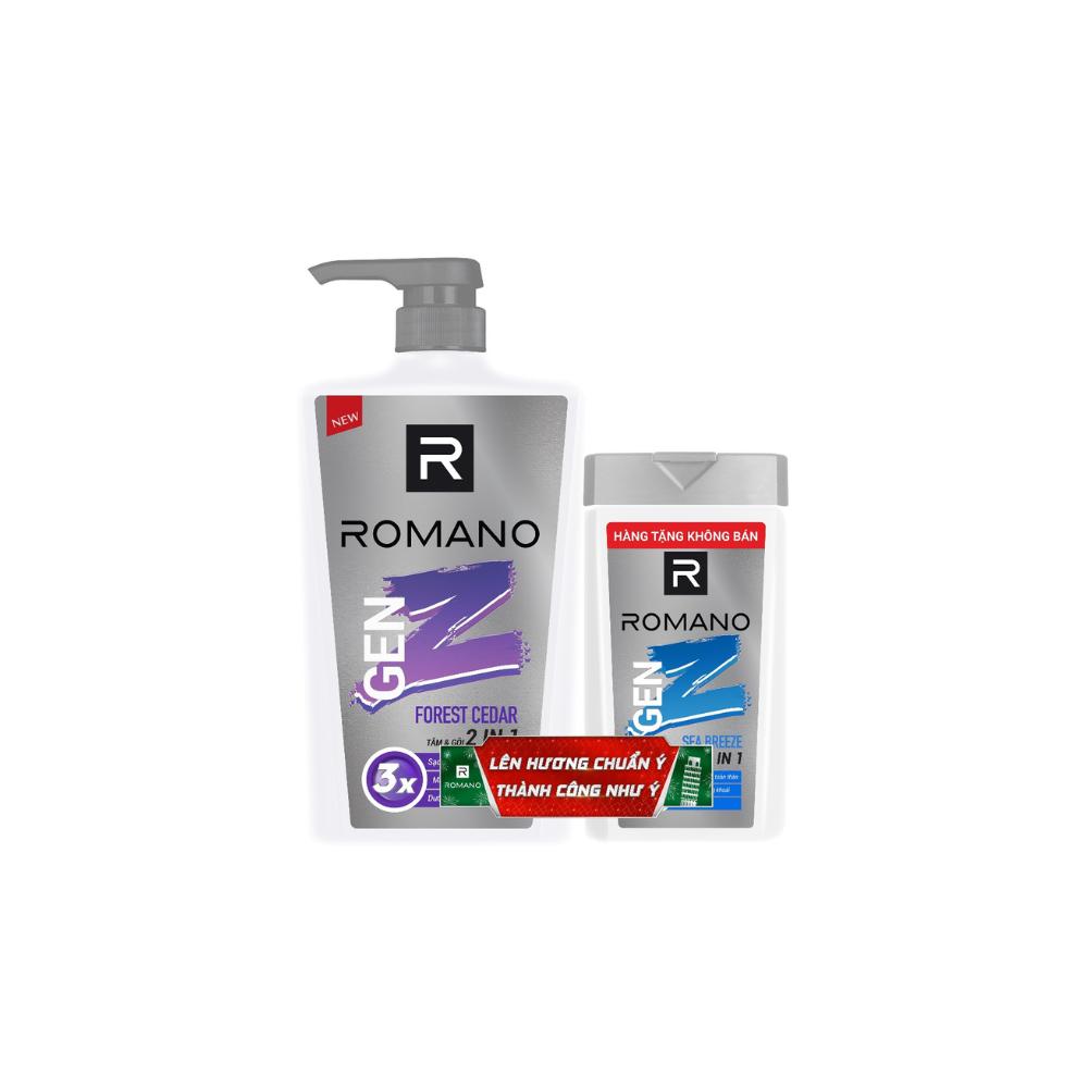 Mô tả Tắm gội cho nam 2in1 Romano Gen Z Hương Forest Cedar/ Sea Breeze 610g (Tặng mùi ngẫu nhiên) - 1