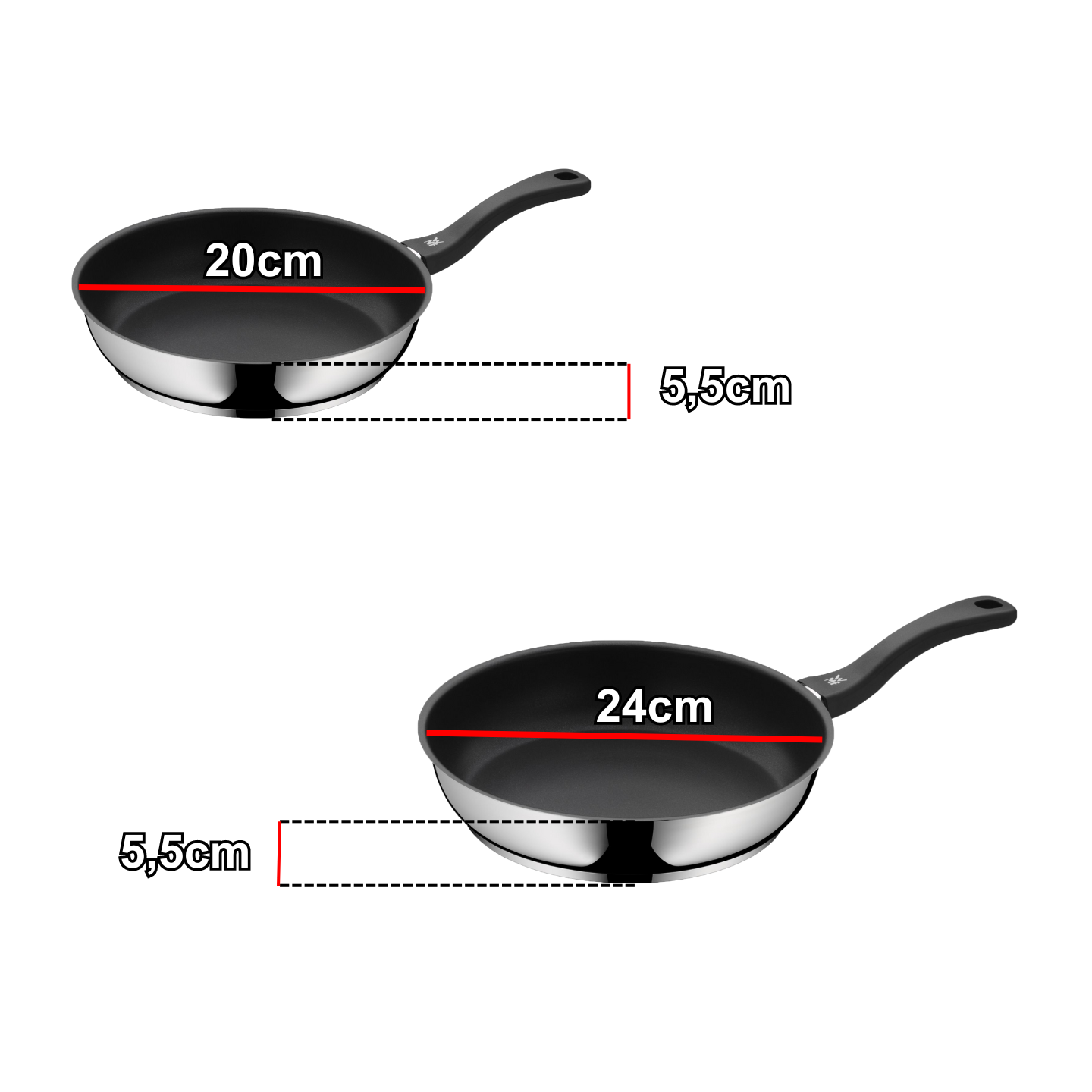 Mô tả Chảo Chống Dính Cao cấp WMF DEVIL Size 20/24/28 CM, Đáy Từ 3 Lớp, Không Lồi Giữa, Cong Vênh - 2