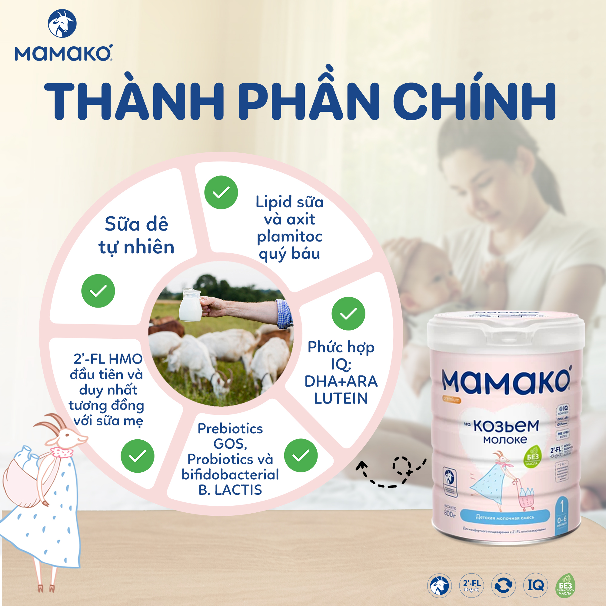 Mô tả Sữa Dê Công Thức MAMAKO Premium Nga Số 1 - 800g/400g tăng cường miễn dịch - 3