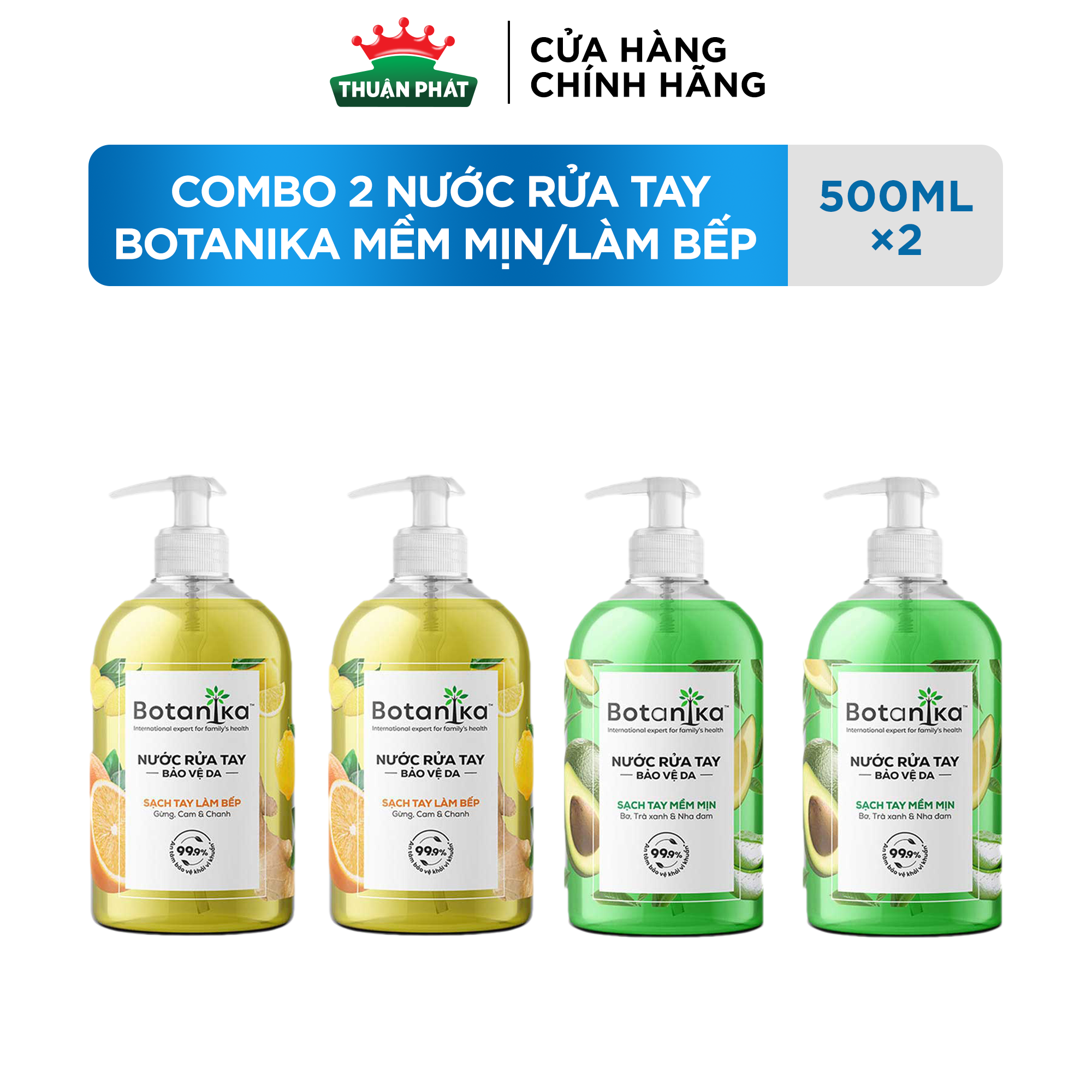 Mô tả Combo 2 Nước rửa tay Botanika Mềm mịn/Làm bếp 500ml - 1