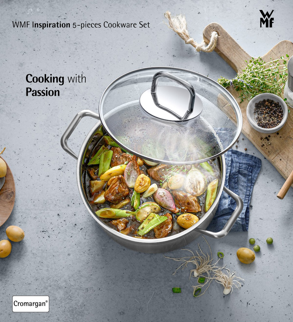 Mô tả Bộ Nồi WMF INSPIRATION 5 Món, Đáy Từ 3 lớp, Chất Liệu Thép Cromargan Size 24,20, 20,16,16cm - 4