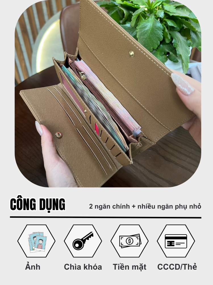 Mô tả Ví Dài Nữ Cầm Tay PERFECT FORYOU Đựng Tiền Dự Tiệc Sang Trọng Da Sần Cao Cấp Cực Đẹp PFY42 - Tukado - 2