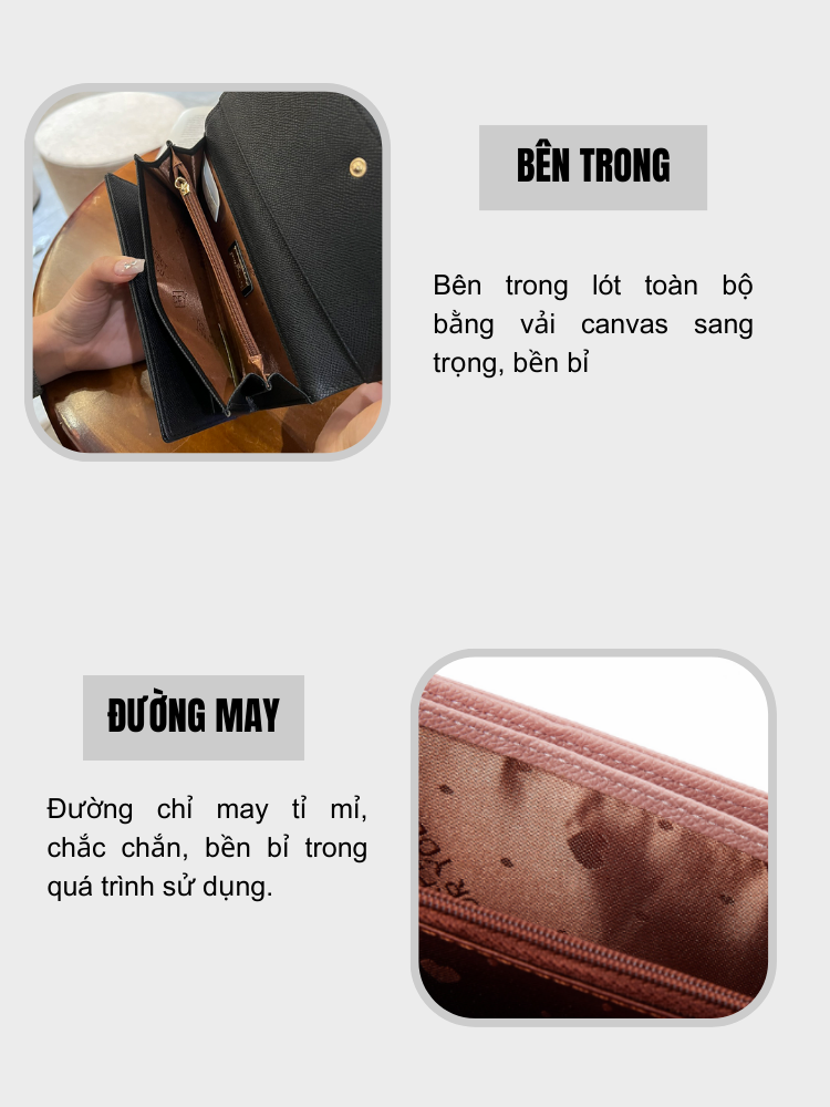 Mô tả Ví Dài Nữ Cầm Tay PERFECT FORYOU Đựng Tiền Dự Tiệc Sang Trọng Da Sần Cao Cấp Cực Đẹp PFY42 - Tukado - 7