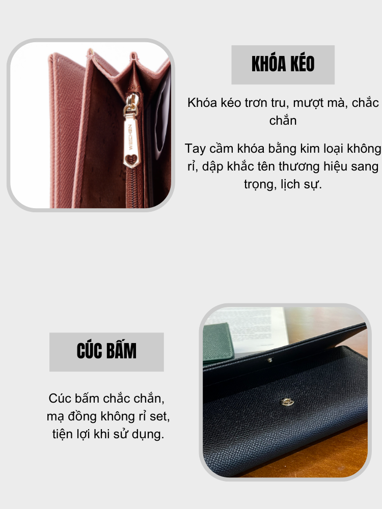 Mô tả Ví Dài Nữ Cầm Tay PERFECT FORYOU Đựng Tiền Dự Tiệc Sang Trọng Da Sần Cao Cấp Cực Đẹp PFY42 - Tukado - 6