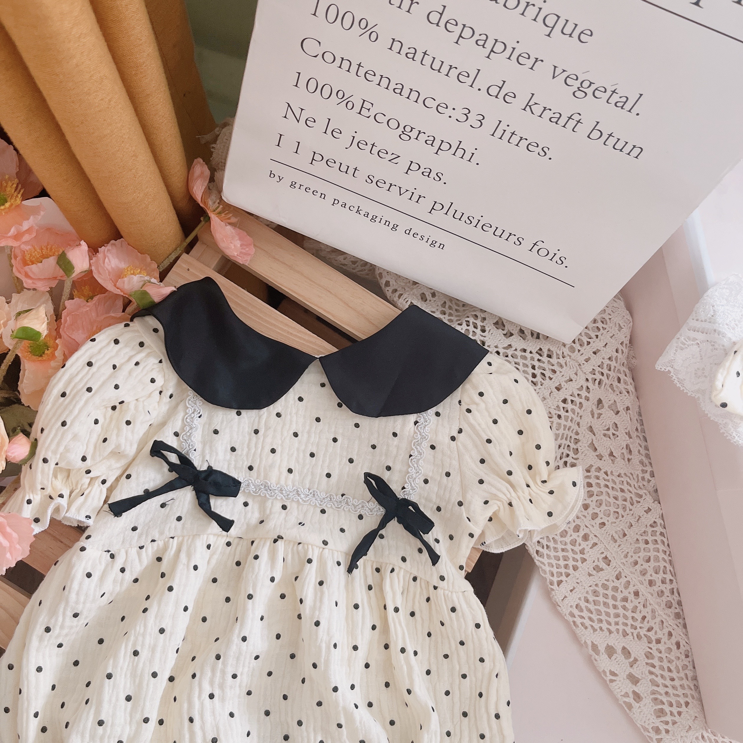 Mô tả Set Đồ Liền Thân Body Chấm Bi Cổ Sen Đính Nơ Bodysuit Bé Gái Sơ Sinh 1 2 Tuổi MINTSCLOSET - BS6421 - 2