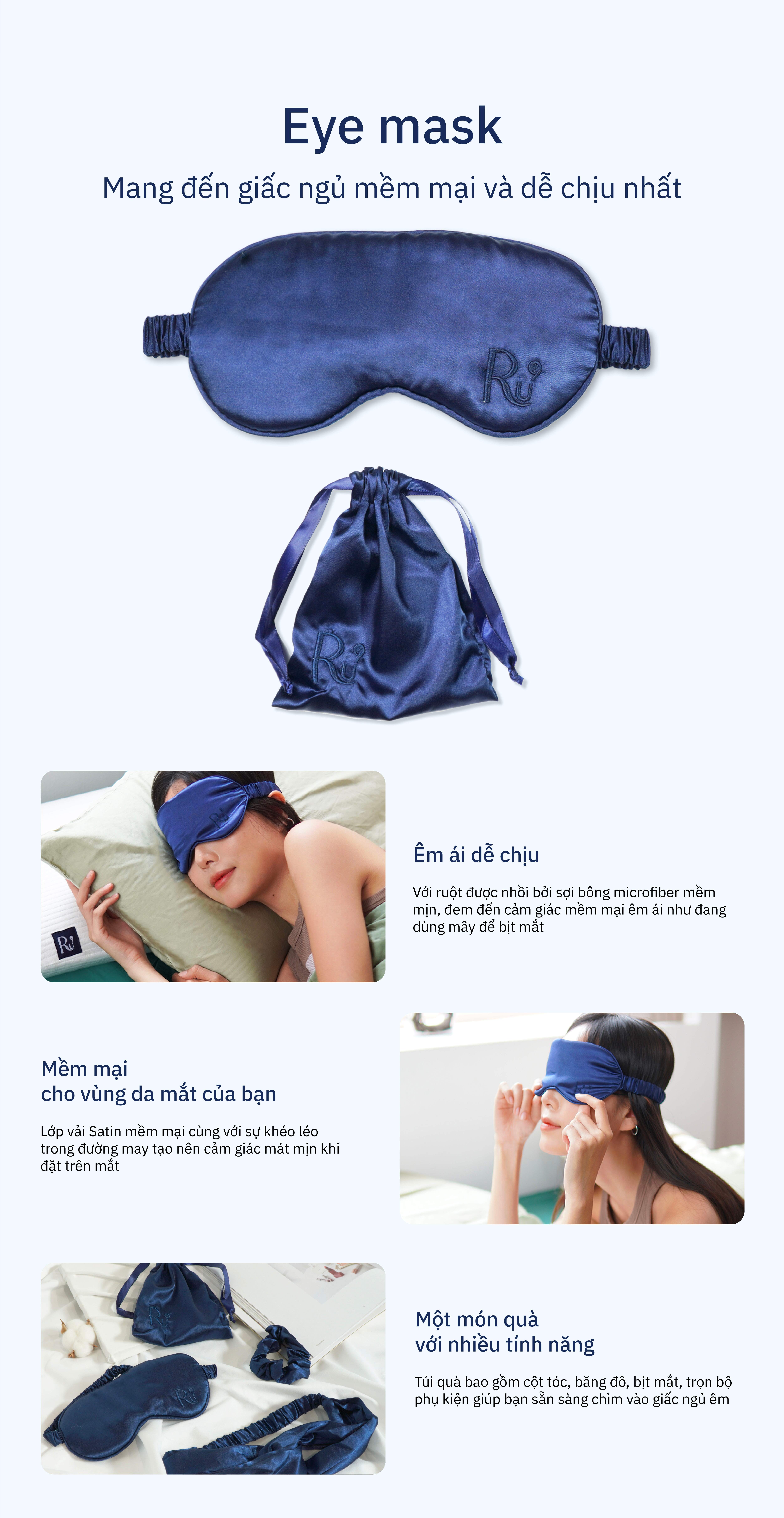 Mô tả Bộ Bịt Mắt Cao Cấp Ru9 - Chất Liệu Sateen Sang Trọng, Thoáng Mát | Giúp Thoải Mái Dễ Ngủ | Bao Gồm 2 Set - 2