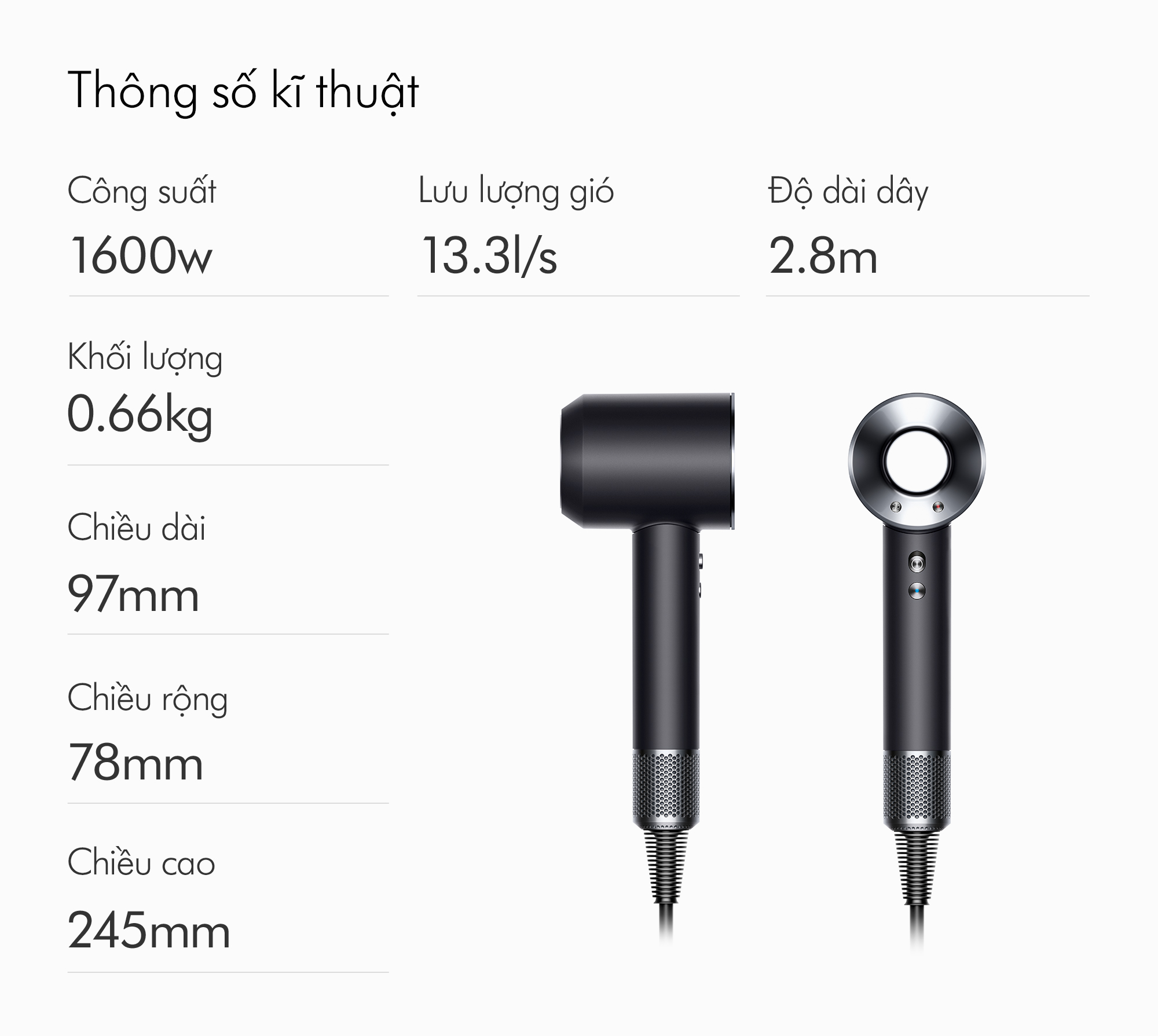 Mô tả Máy sấy tóc Dyson Supersonic ™ HD08 Lite (Đen Xám) - 8