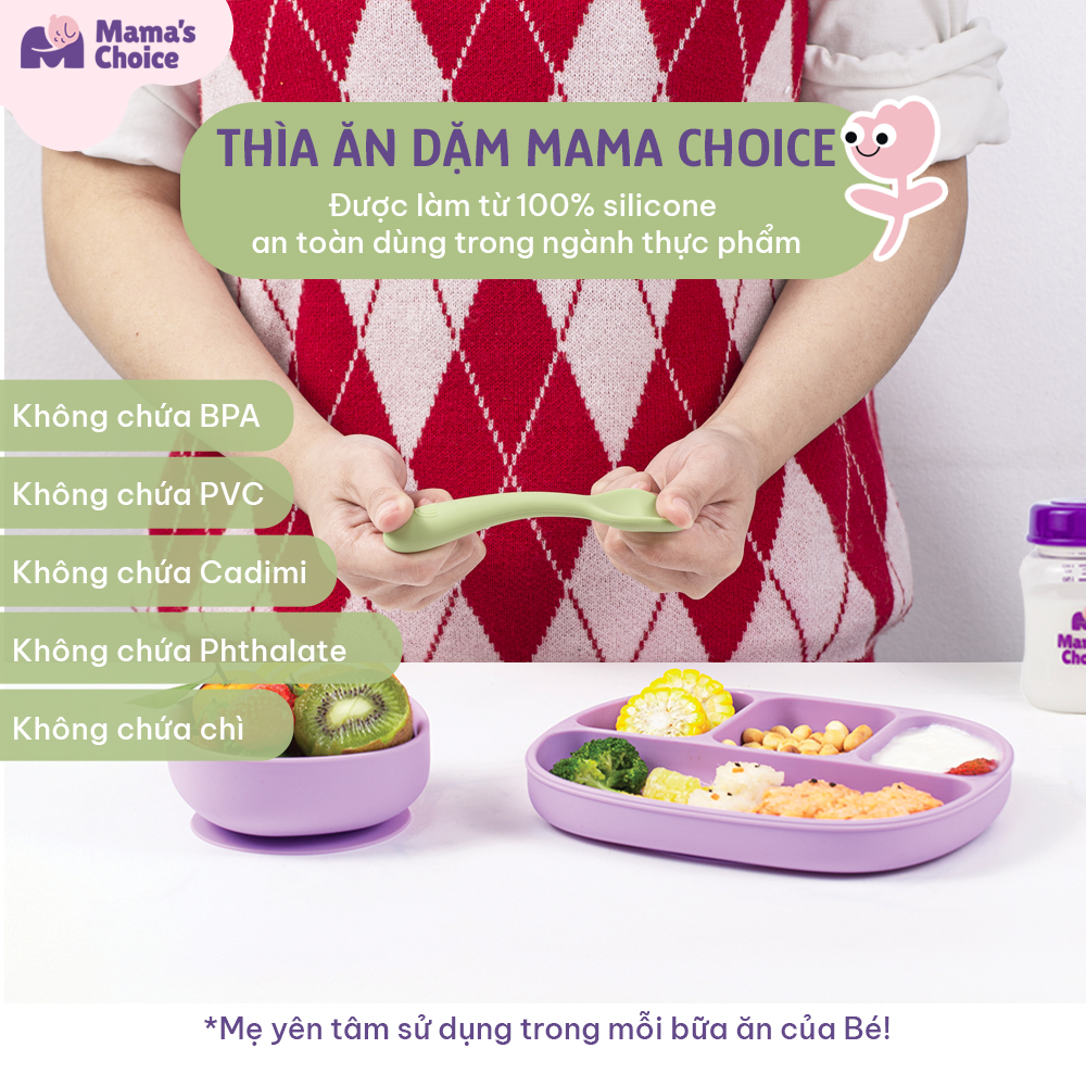 Mô tả Thìa Ăn Dặm Silicone Cho Bé, Thìa Mama's Choice Chất Liệu Mềm Mại và An Toàn Kiểm Định Quốc Tế - 6