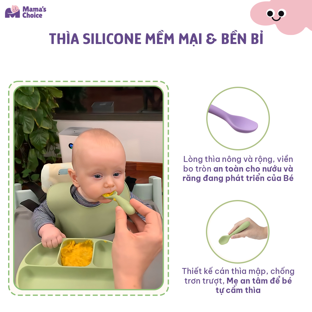 Mô tả Thìa Ăn Dặm Silicone Cho Bé, Thìa Mama's Choice Chất Liệu Mềm Mại và An Toàn Kiểm Định Quốc Tế - 8