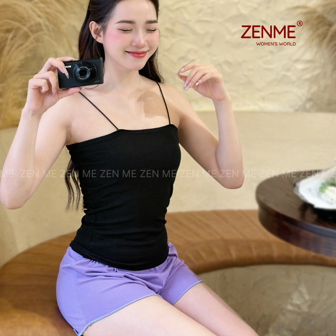 Mô tả Bộ đồ ngủ mặc nhà nữ mùa hè 2 dây chất thun Cotton co giãn BT0324, Zen Me Women's World - 5