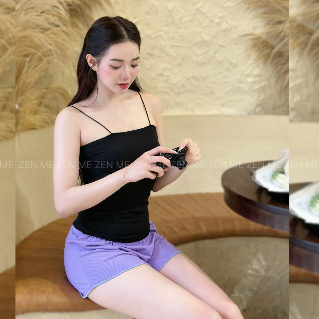 Mô tả Bộ đồ ngủ mặc nhà nữ mùa hè 2 dây chất thun Cotton co giãn BT0324, Zen Me Women's World - 6