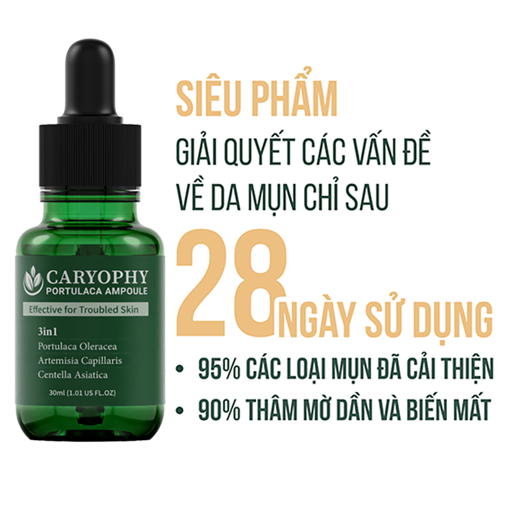 Mô tả Bộ chăm sóc da mụn Caryophy portulaca (serum 30ml toner 300ml) - 1