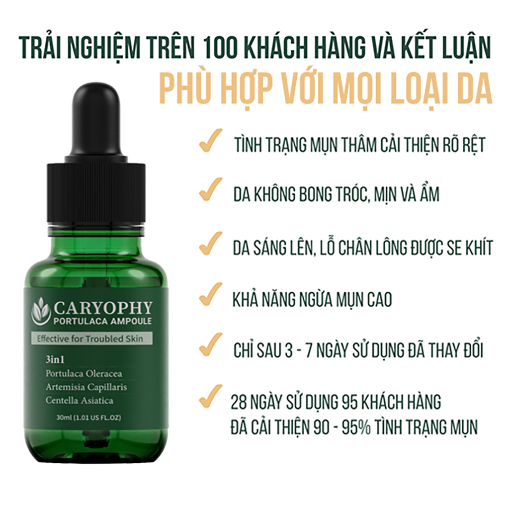 Mô tả Bộ chăm sóc da mụn Caryophy portulaca (serum 30ml toner 300ml) - 6