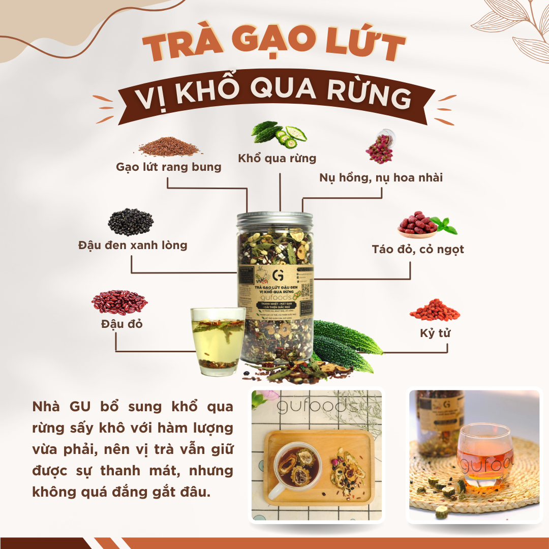 Mô tả Trà gạo lứt đậu đen thanh nhiệt GUfoods - Tự nhiên, Healthy, Thanh lọc cơ thể, Mát gan, Ngủ ngon, Đa dạng vị (200g/500g) - 6