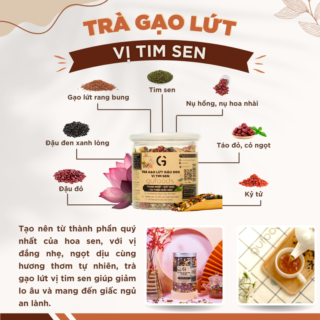 Mô tả Trà gạo lứt đậu đen thanh nhiệt GUfoods - Tự nhiên, Healthy, Thanh lọc cơ thể, Mát gan, Ngủ ngon, Đa dạng vị (200g/500g) - 7