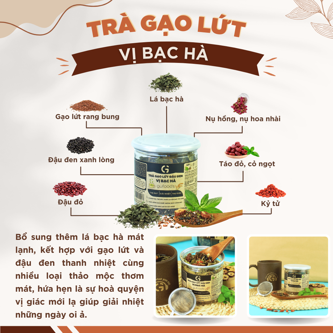 Mô tả Trà gạo lứt đậu đen thanh nhiệt GUfoods - Tự nhiên, Healthy, Thanh lọc cơ thể, Mát gan, Ngủ ngon, Đa dạng vị (200g/500g) - 9