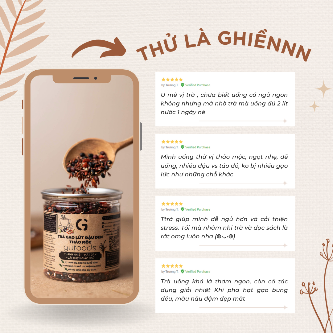 Mô tả Trà gạo lứt đậu đen thanh nhiệt GUfoods - Tự nhiên, Healthy, Thanh lọc cơ thể, Mát gan, Ngủ ngon, Đa dạng vị (200g/500g) - 10