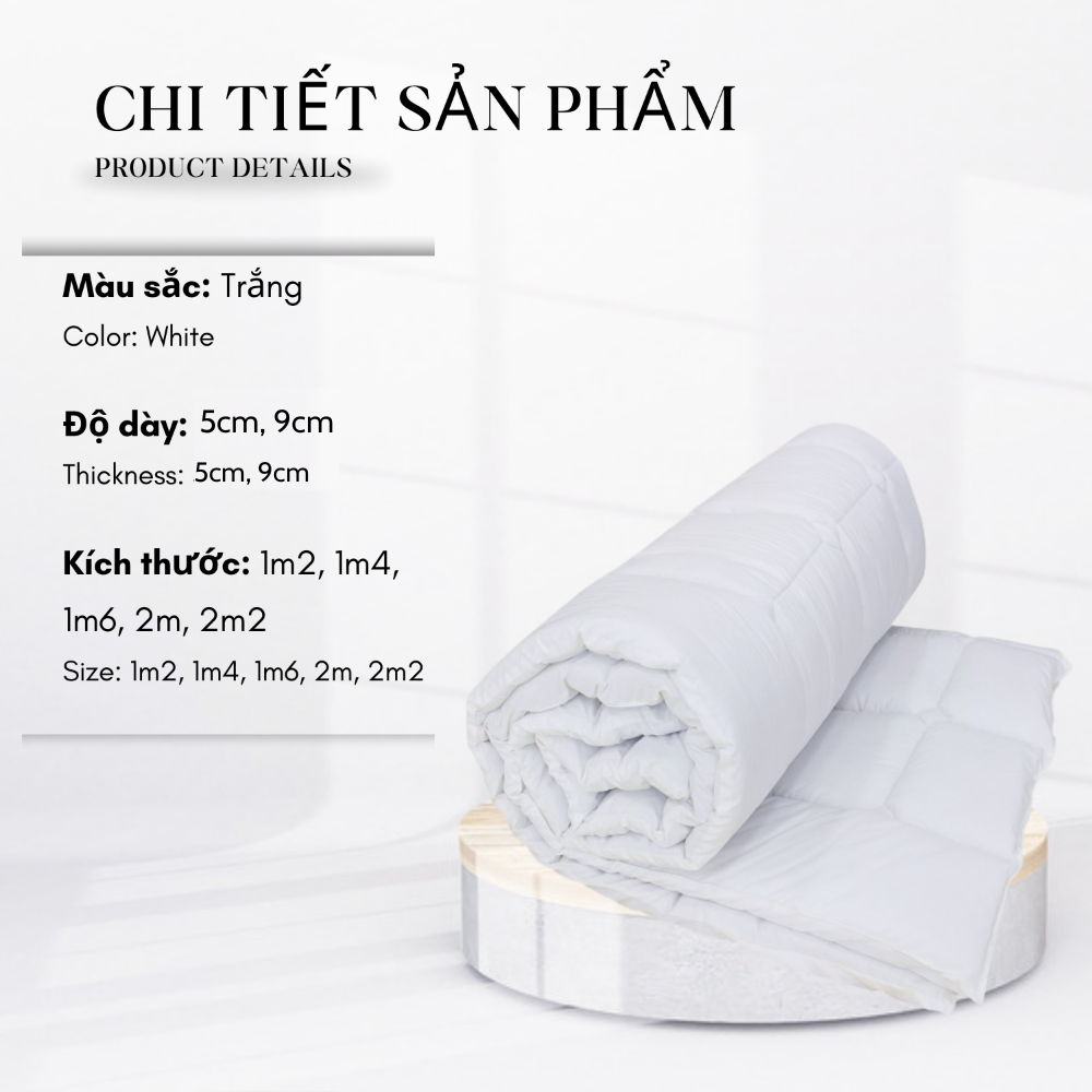 Mô tả Niệm Topper dày 9cm He thong NEM Cao Cấp Tấm Nệm Đệm Topper Toper Trải Giường Tăng Tiện Nghi Chuẩn Khách Sạn 5 Sao - 1
