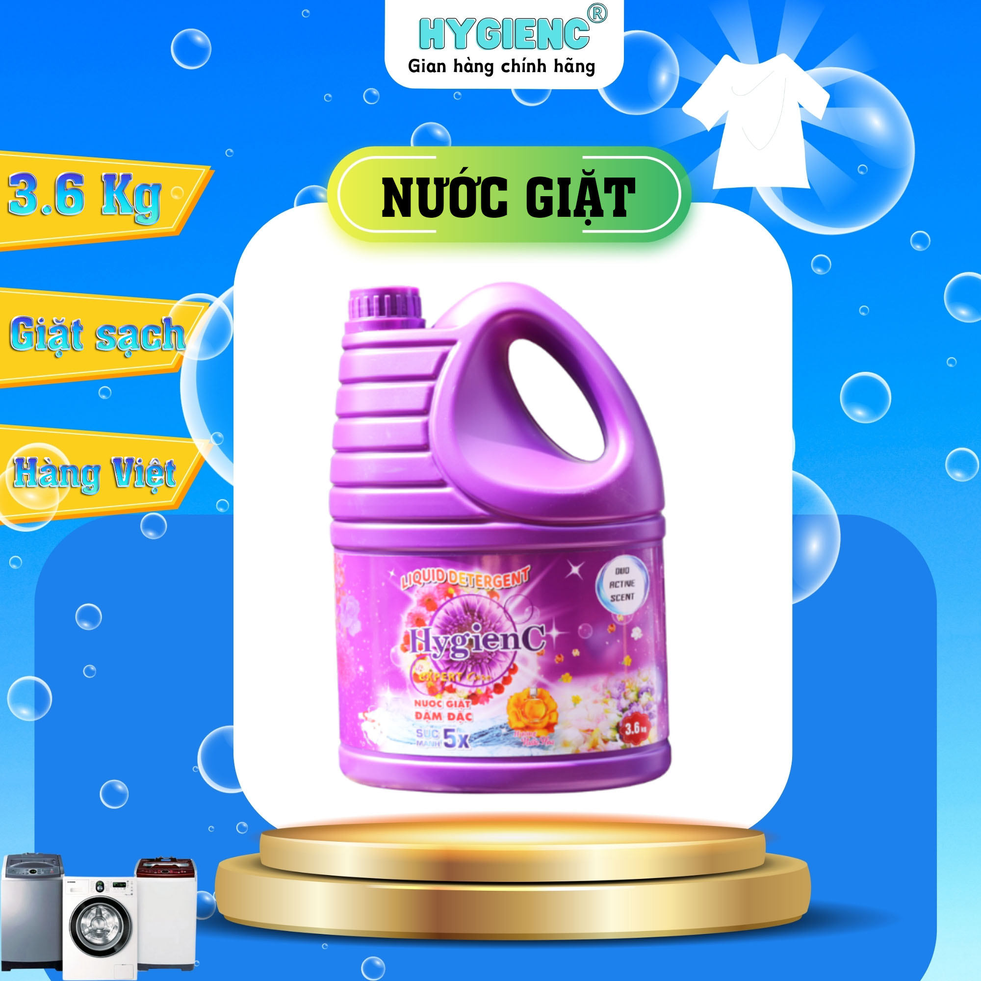 Mô tả Nước giặt HygienC đậm đặc khối lượng 3.6Kg  - HC2 - 2
