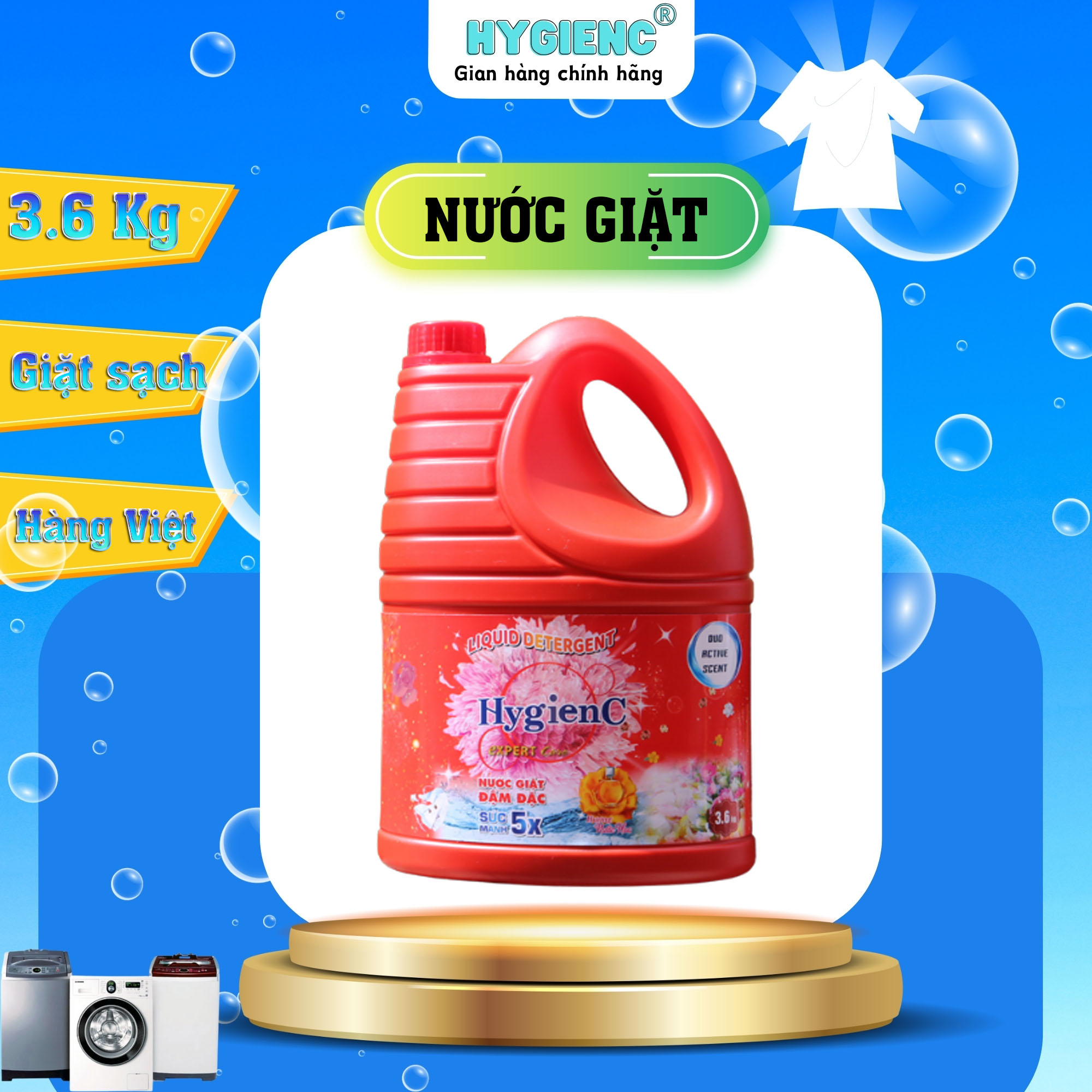 Mô tả Nước giặt HygienC đậm đặc khối lượng 3.6Kg  - HC2 - 3