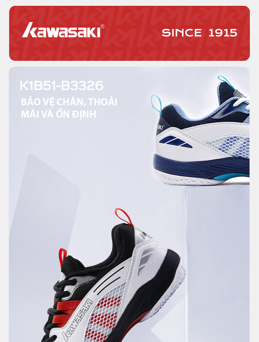 Giầy cầu lông kawasaki B3326, giày thể thao pickleball chuyên