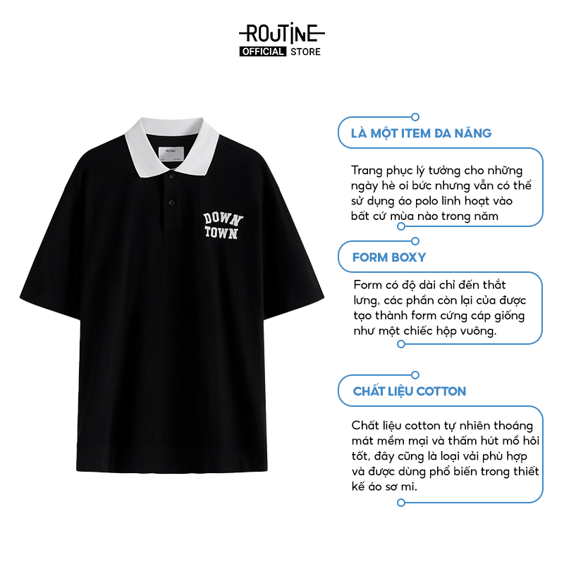 Mô tả Áo Polo Nam Thêu Đắp "Down Town" Form Boxy - Routine 10F23POL012 - 1