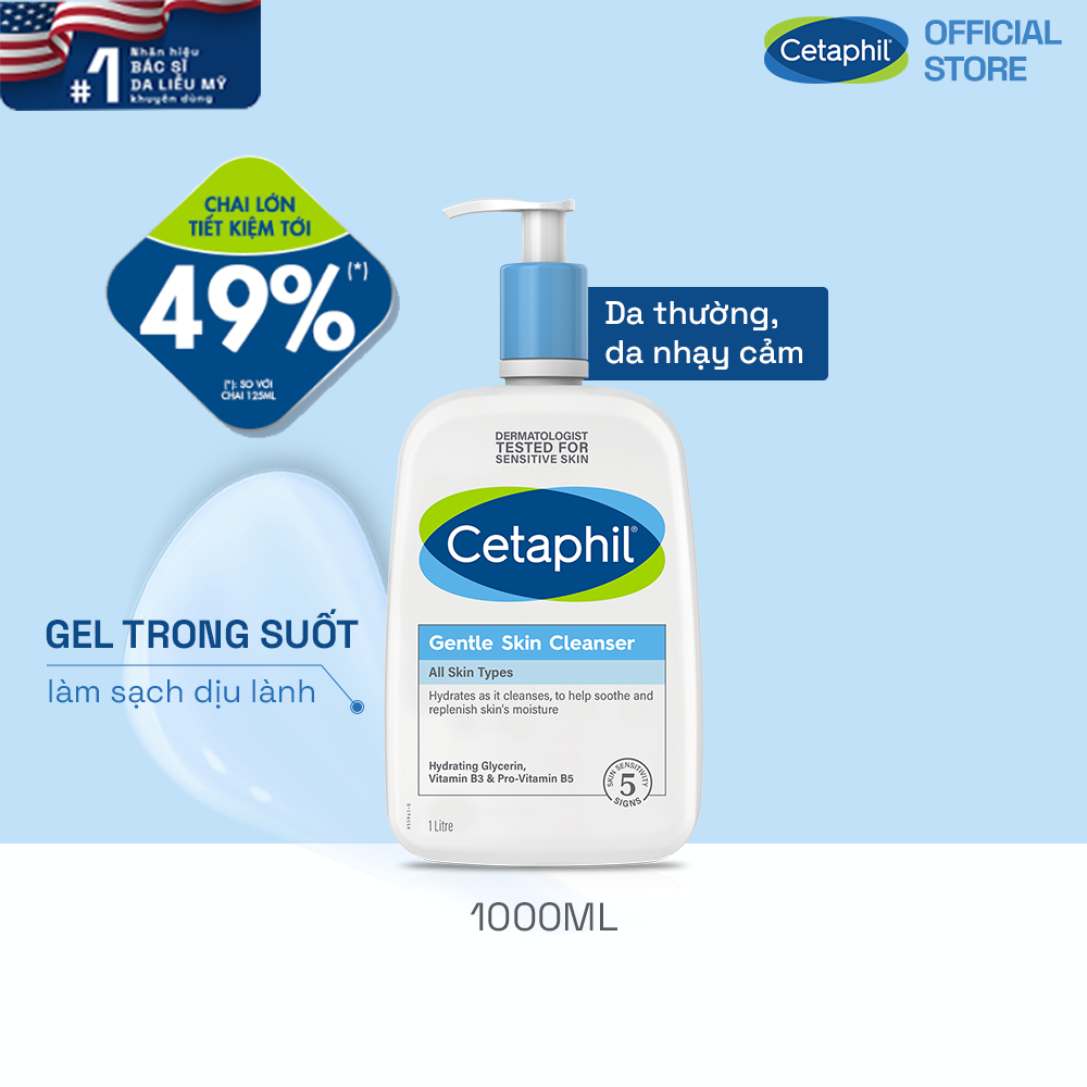 Mô tả [LIVE] Sữa rửa mặt dịu lành cho da nhạy cảm CETAPHIL GENTLE SKIN CLEANSER 1000ML - 1