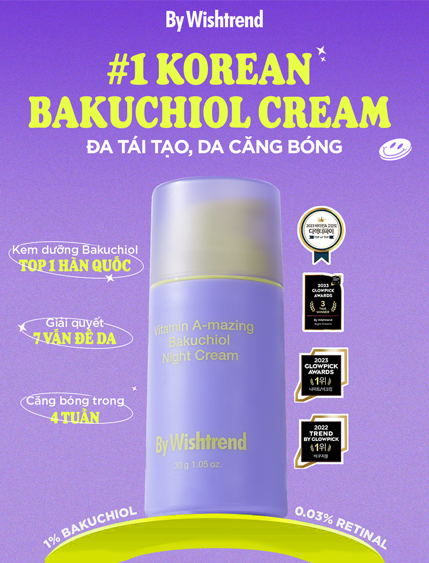 Mô tả 1 kem dưỡng vitamin A-mazing Bakuchiol Night Cream 10g+ 1 toner mandelic 30ml + 1 mask  Natural Vitamin 2 - 1