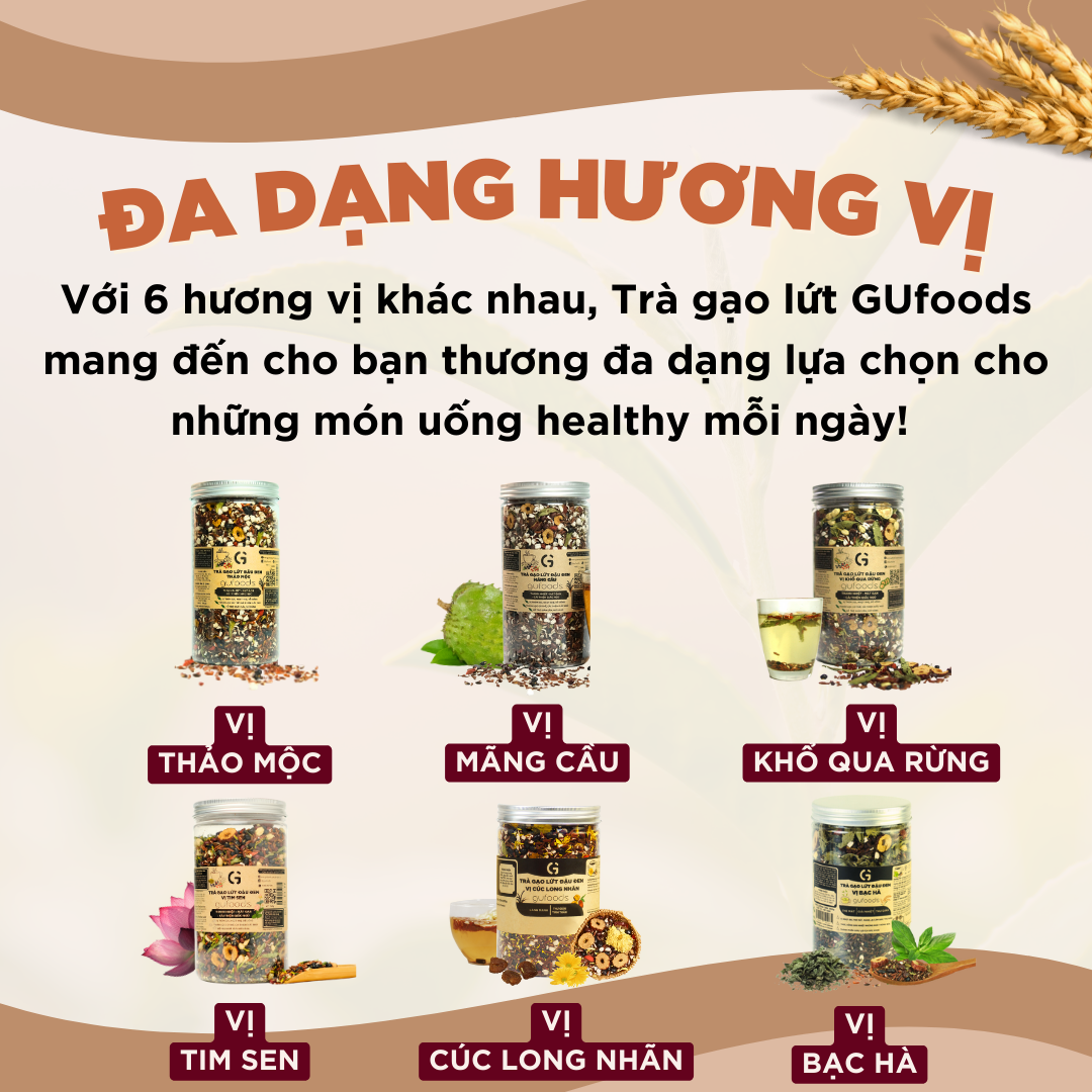 Mô tả Trà gạo lứt đậu đen thanh nhiệt GUfoods - Tự nhiên, Healthy, Thanh lọc cơ thể, Mát gan, Ngủ ngon, Đa dạng vị (200g/500g) - 3
