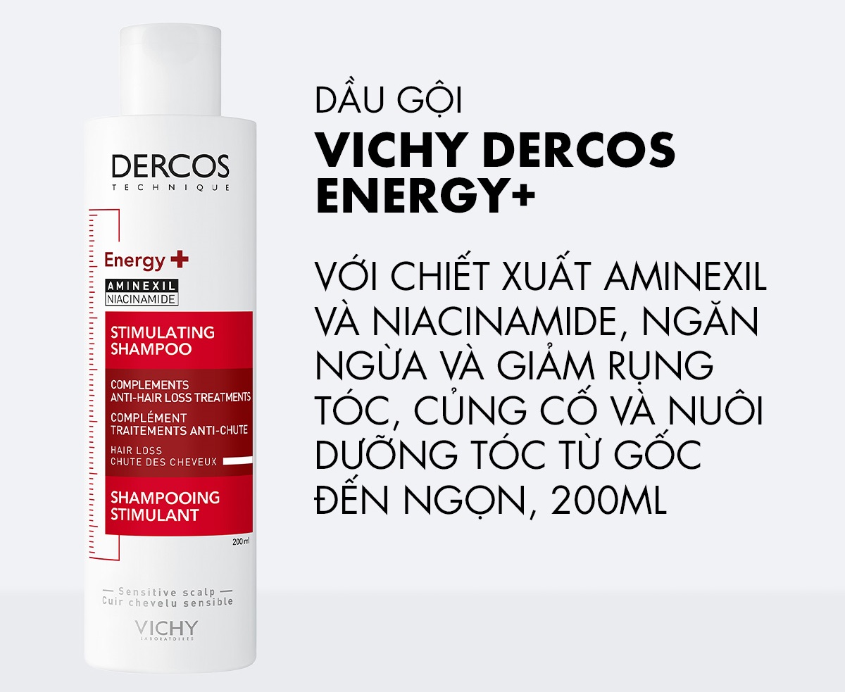Mô tả Dầu gội ngăn ngừa và giảm rụng tóc Vichy Dercos Energising Aminexil Stimulating Shampoo Hairloss 200ml - 1