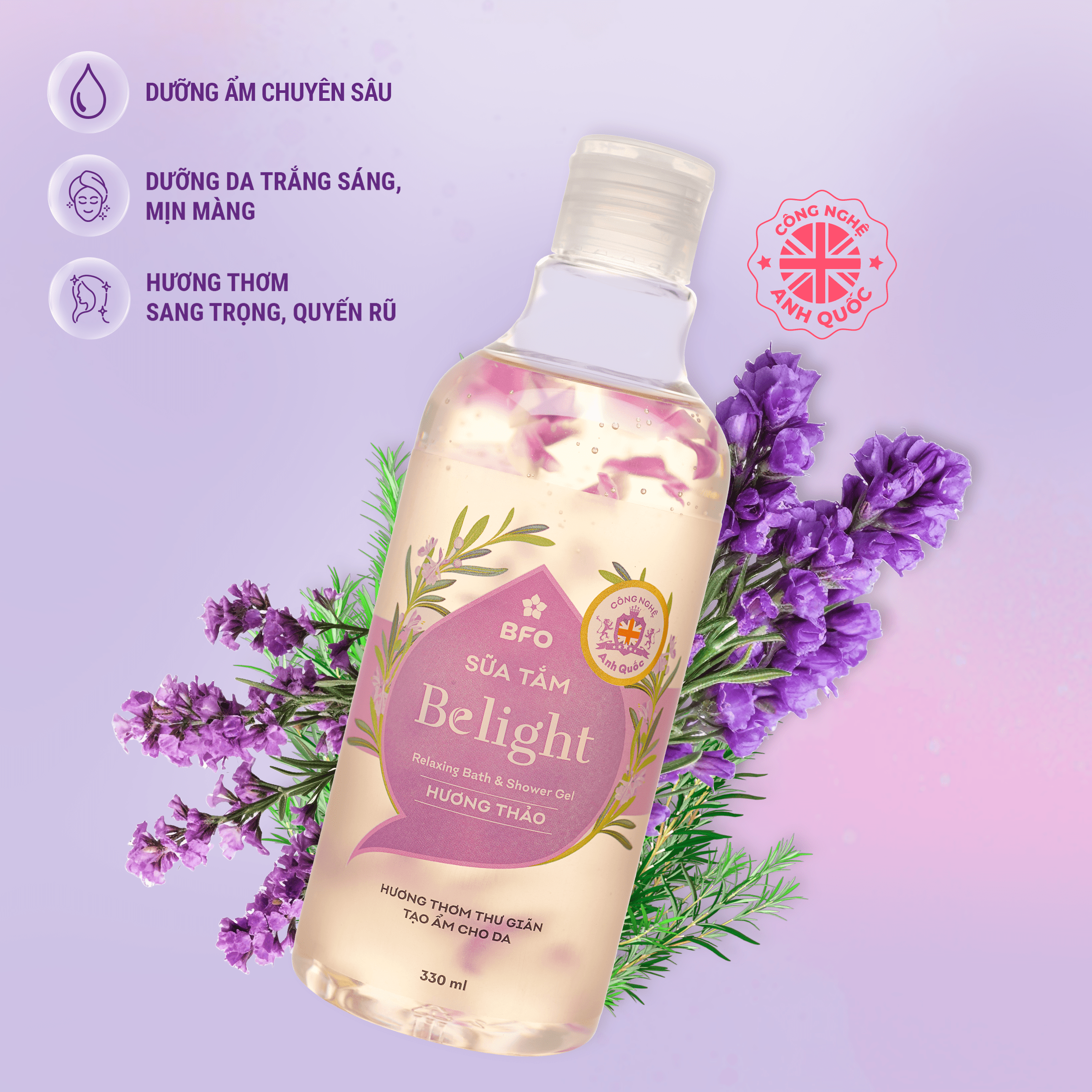 Mô tả Sữa Tắm Cánh Hoa Tinh Dầu Dưỡng Trắng Da Mịn Màng Lưu Hương Quyến Rũ Belight 330ml - 2