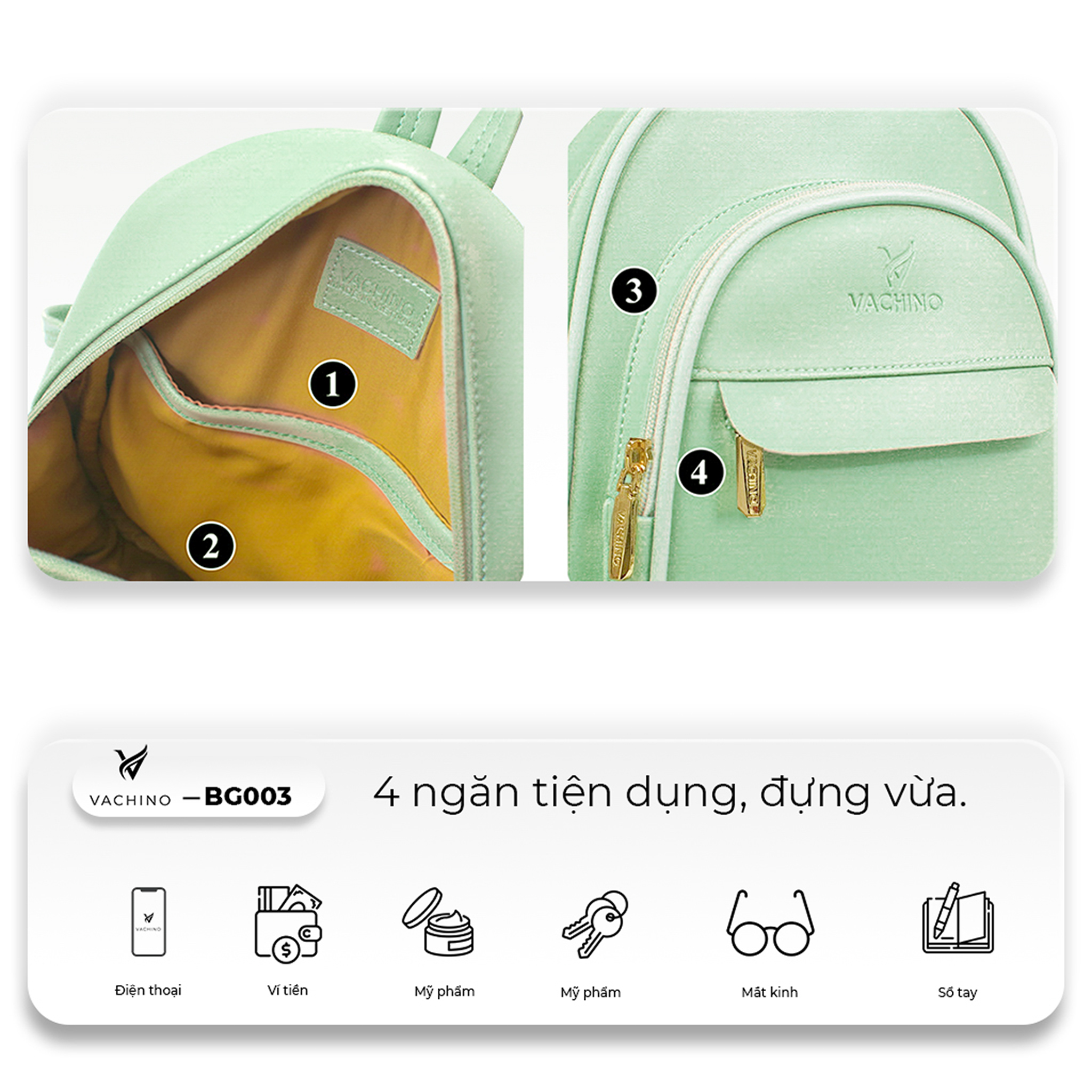 Mô tả Balo da nữ thời trang cao cấp Salia VACHINO - BG003 - 3