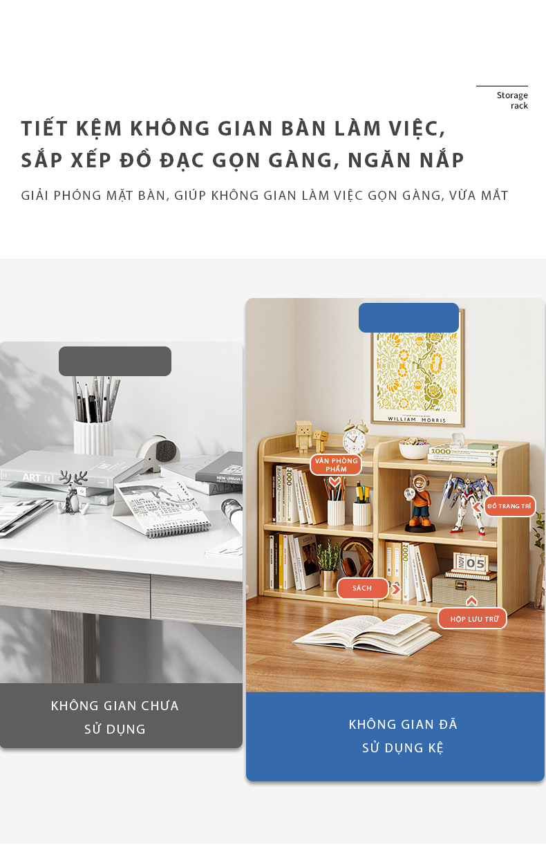 Mô tả Kệ sách để bàn gỗ mdf phủ melamin chống xước thương hiệu IGA - GA37 - 6