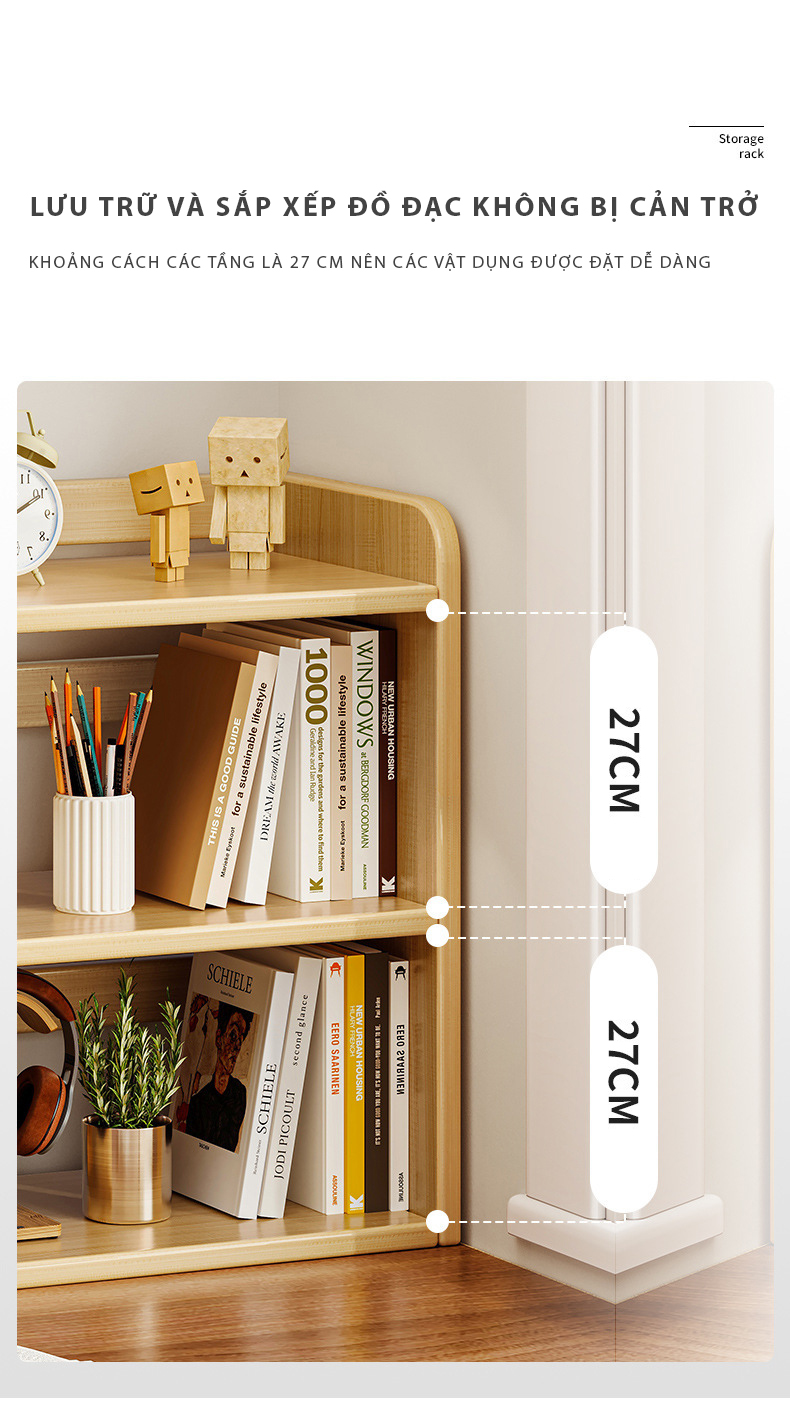 Mô tả Kệ sách để bàn gỗ mdf phủ melamin chống xước thương hiệu IGA - GA37 - 8