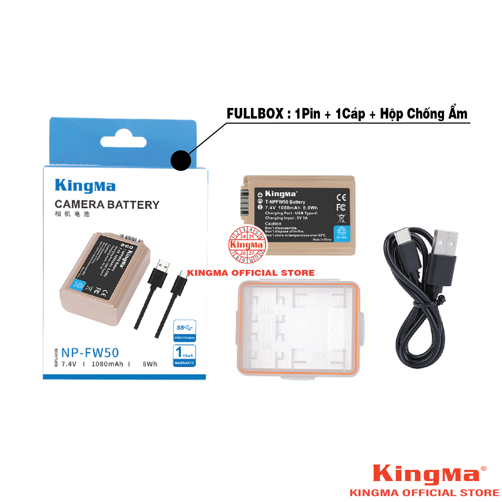 Pin KingMa NP-FW50 Dung Lượng 1080mAh . Phiên Bản Sạc Trực Tiếp Trên ...
