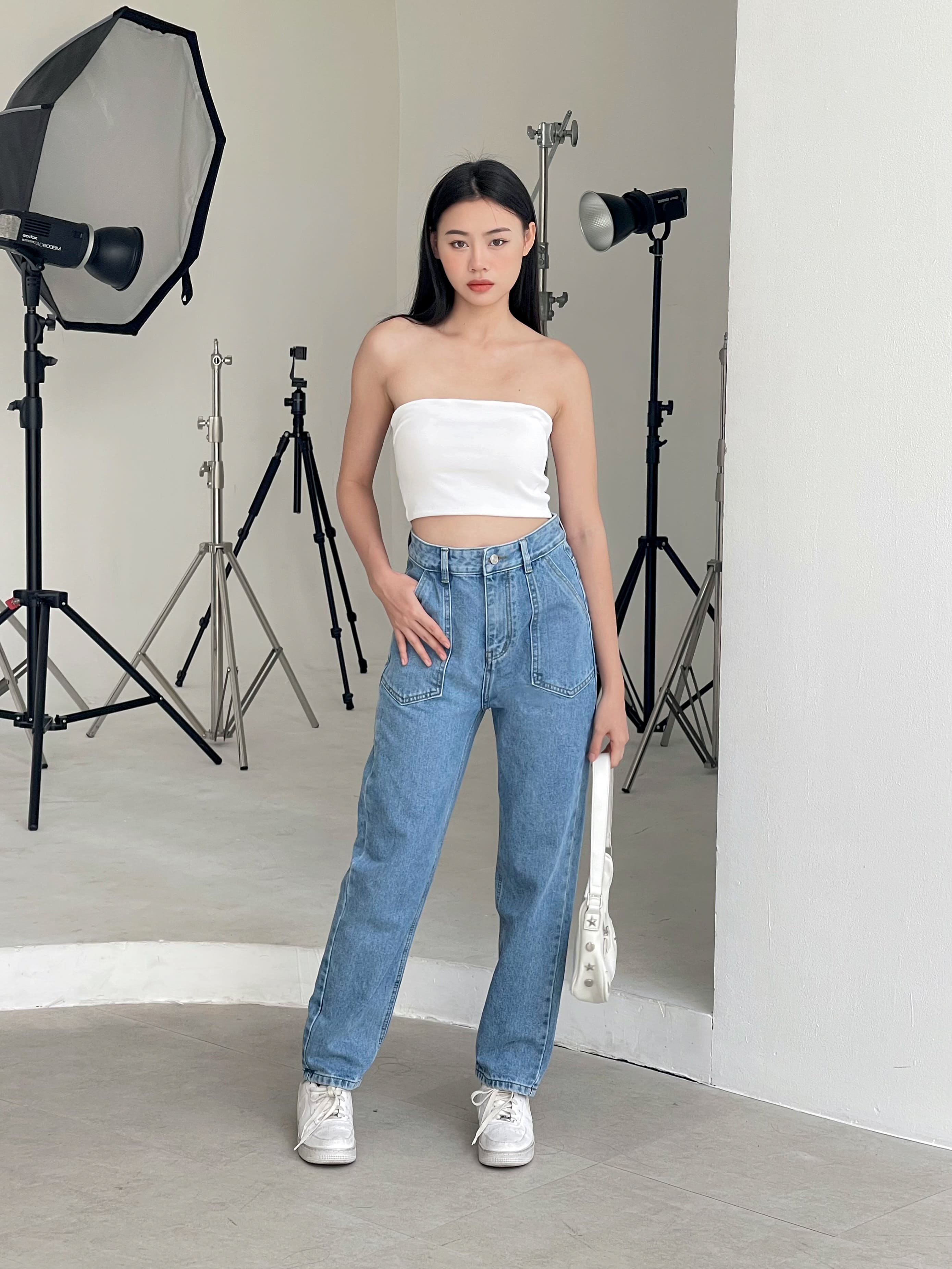 Quần jean baggy nữ VMSTYLE xanh nhạt