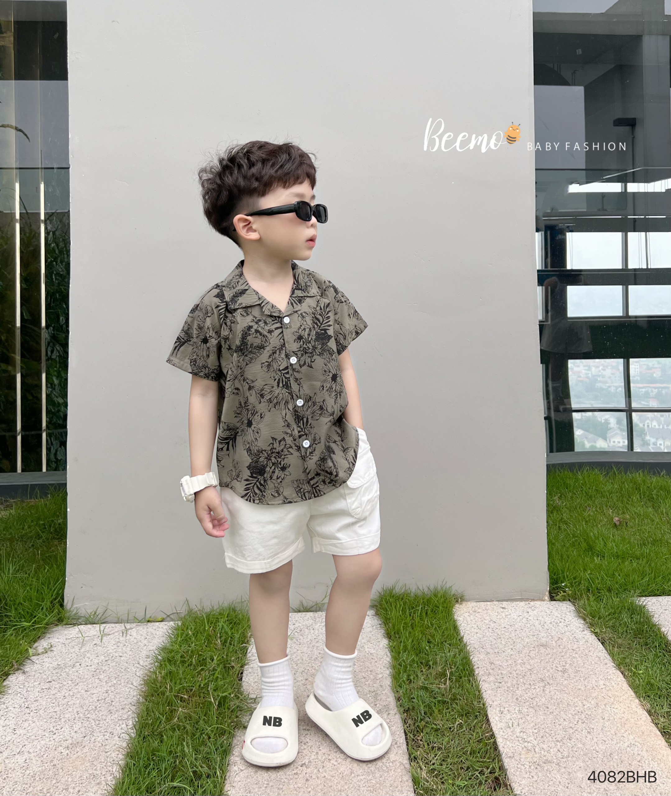 Mô tả Set bộ sơ mi cổ ve mùa hè Beemo hoạ tiết summer thoáng mát cho bé trai từ 9-25kg 4082BHB - 1