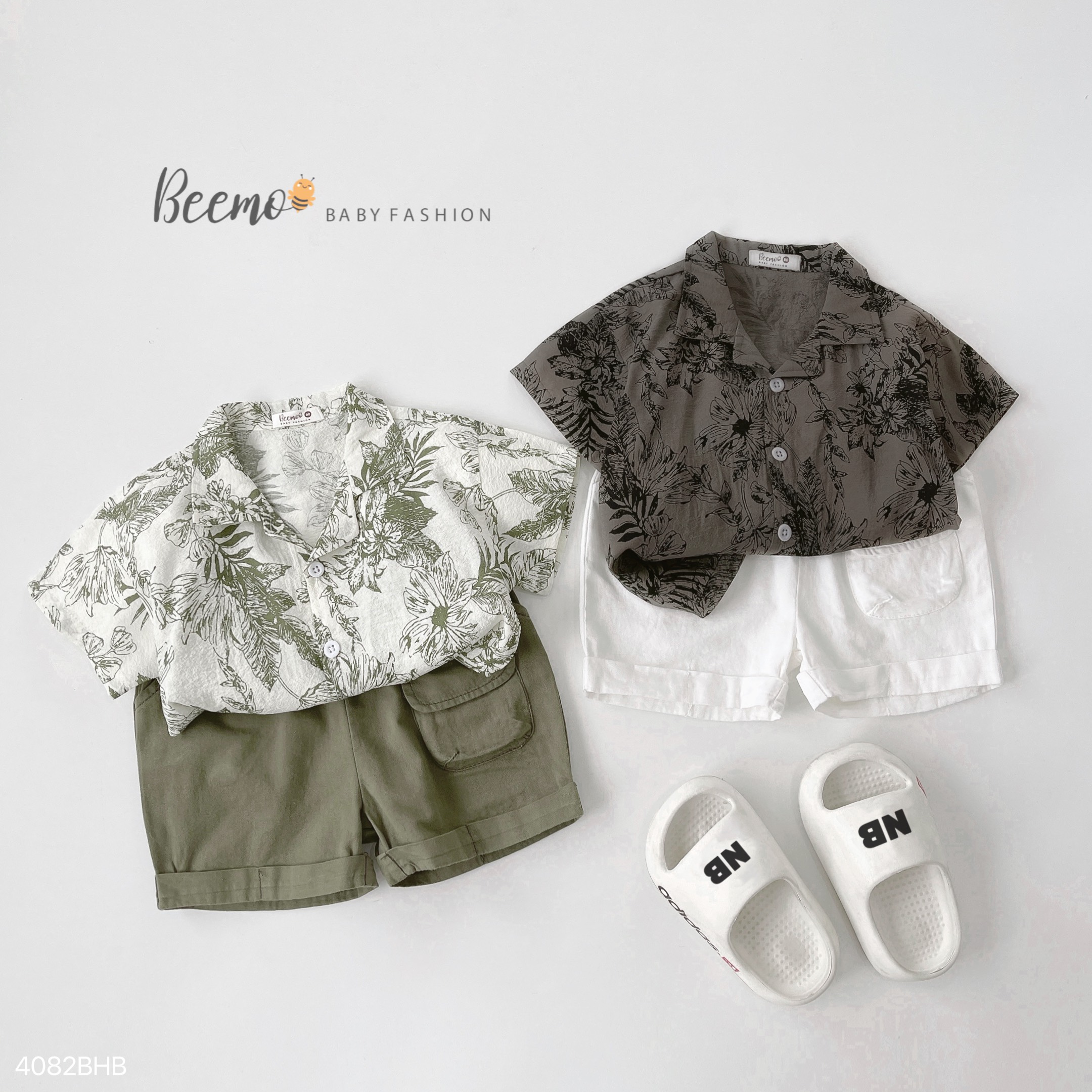 Mô tả Set bộ sơ mi cổ ve mùa hè Beemo hoạ tiết summer thoáng mát cho bé trai từ 9-25kg 4082BHB - 2
