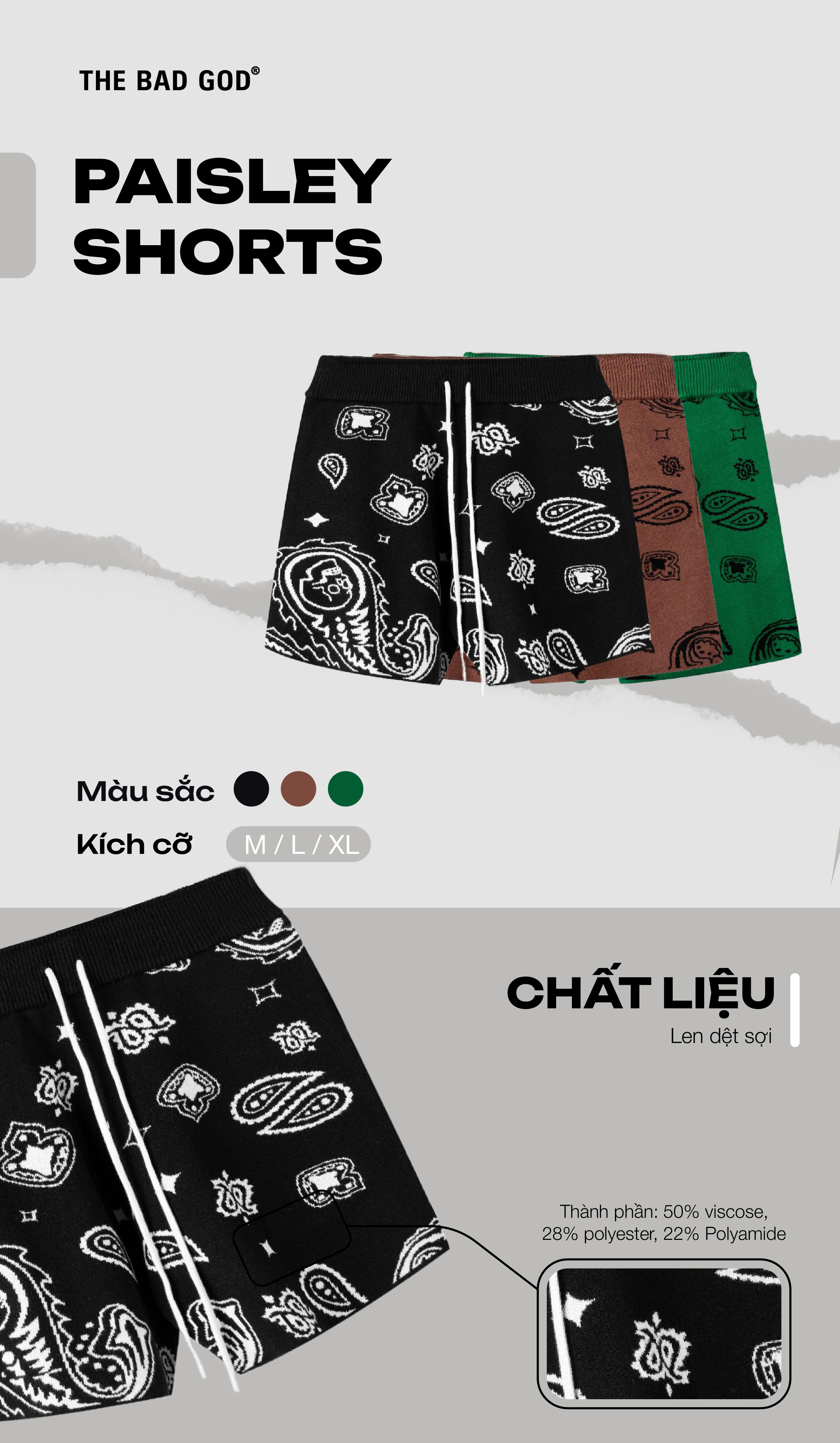 Mô tả Quần short The Bad God Paisley Pattern - 1