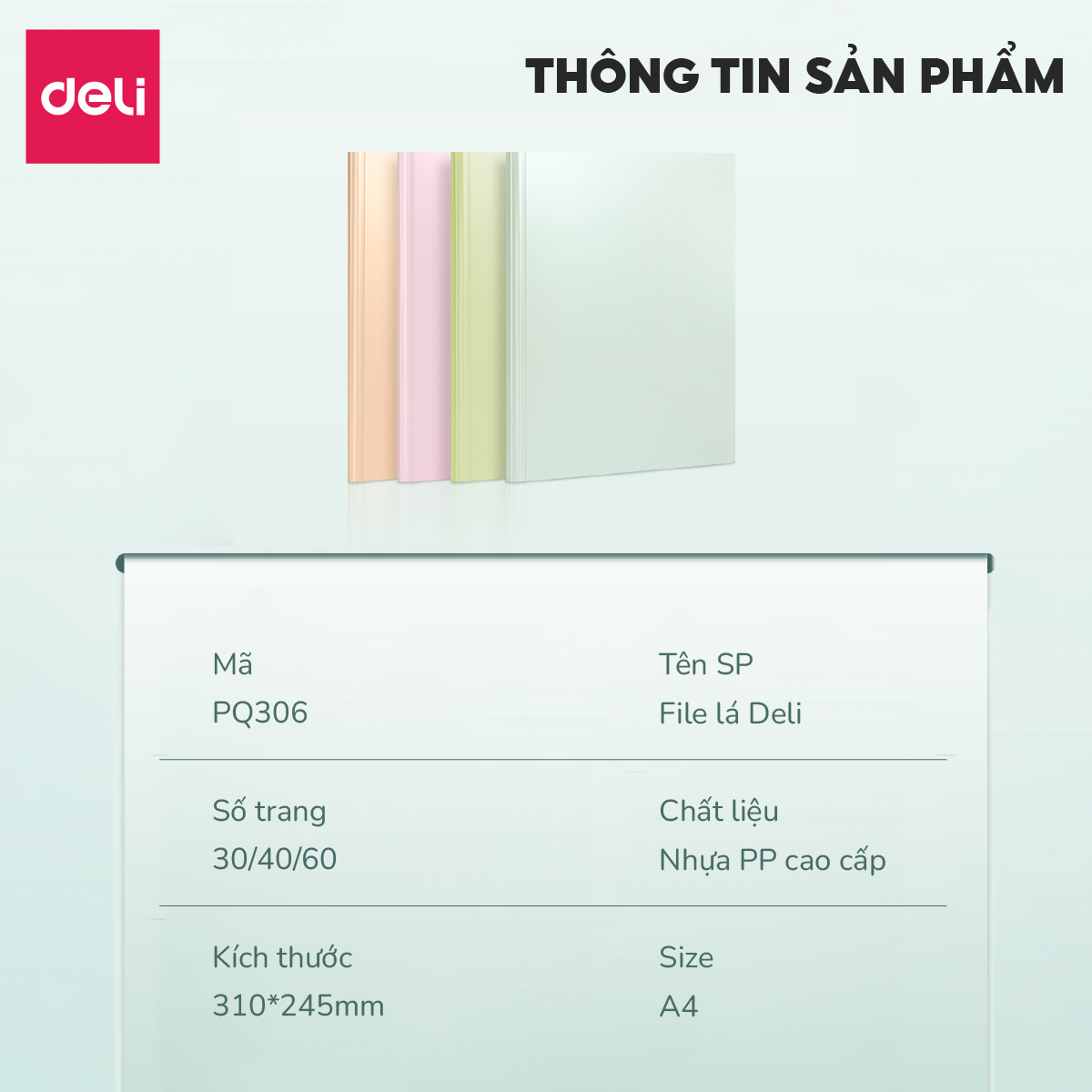 File lá file đựng tài liệu A4 30/40/60 lá Deli - Bìa file lưu trữ nhiều ...