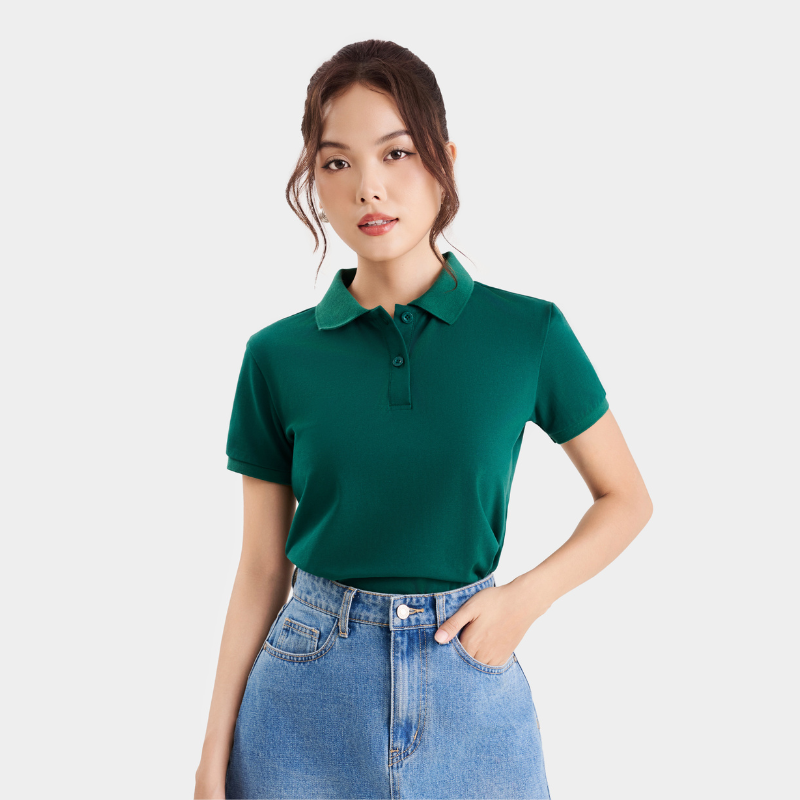 Mô tả Áo thun polo nữ MARC FASHION trơn cơ bản basic vải mềm mịn mát CBMH091822 - 3