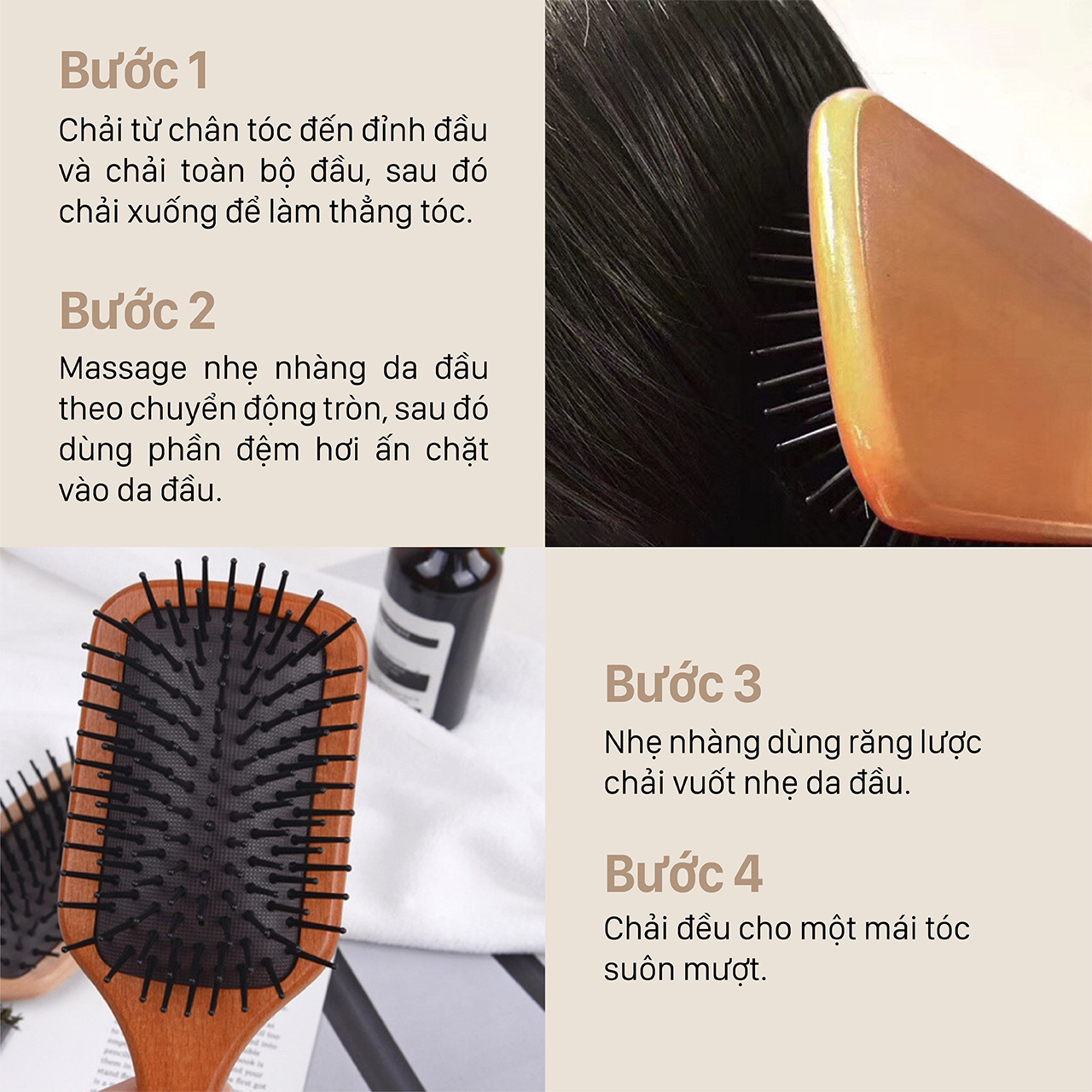 Mô tả Lược gỗ chải tóc gỡ rối chất liệu sồi cao cấp VƯỜN THẢO MỘC massage da đầu chống rụng kích thích mọc tóc thư giãn - 3