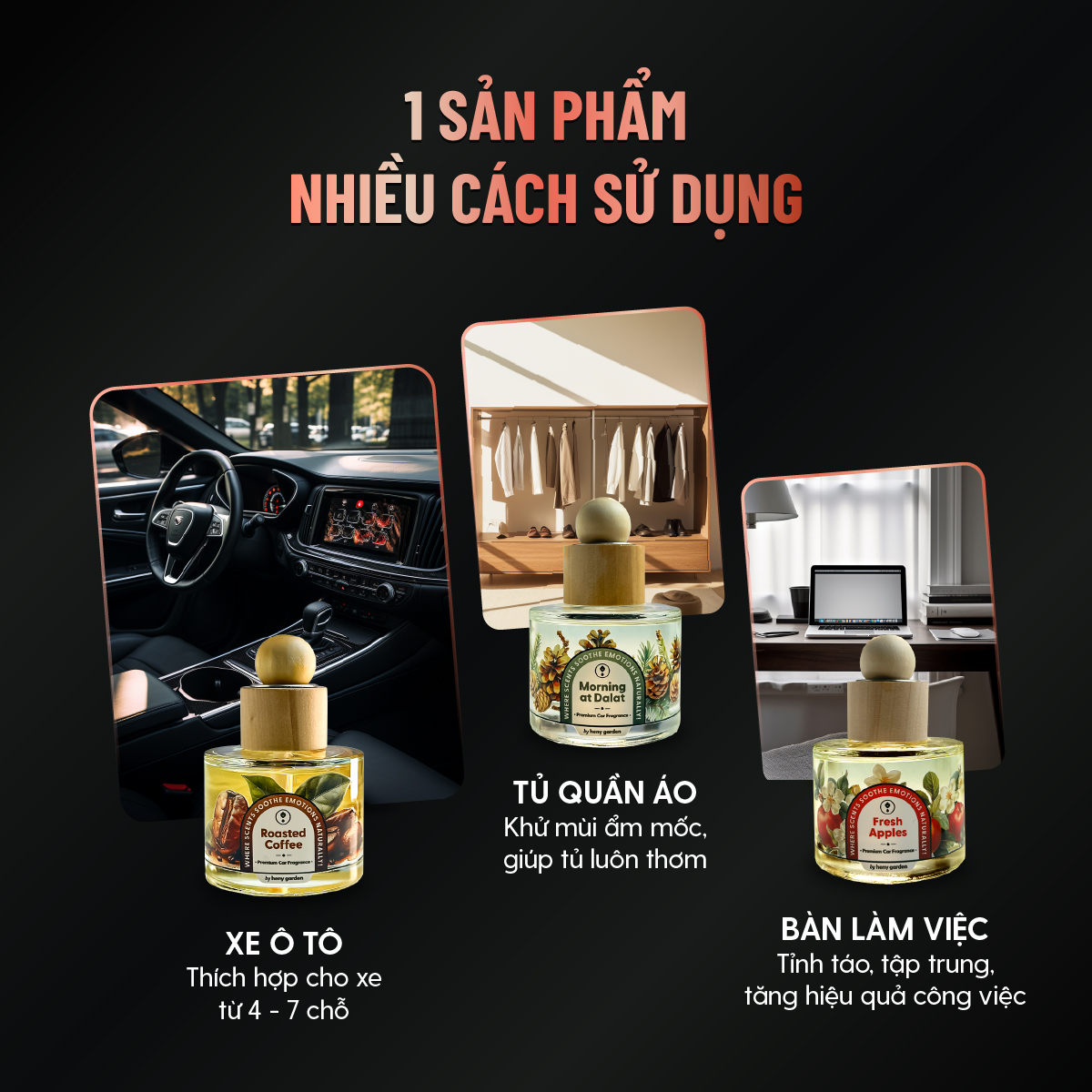 Các bước sử dụng Nước Hoa Ô Tô HENY GARDEN