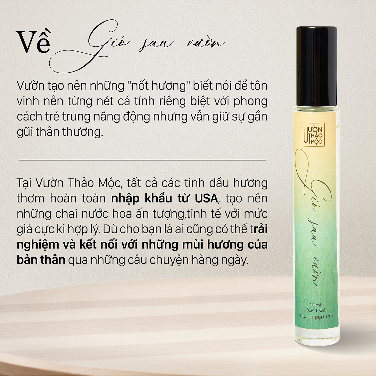 Mô tả Nước hoa nữ GIÓ SAU VƯỜN mùi hương ngọt ngào ấm áp cuốn hút Vườn Thảo Mộc lưu hương 6h size 10ml - 1