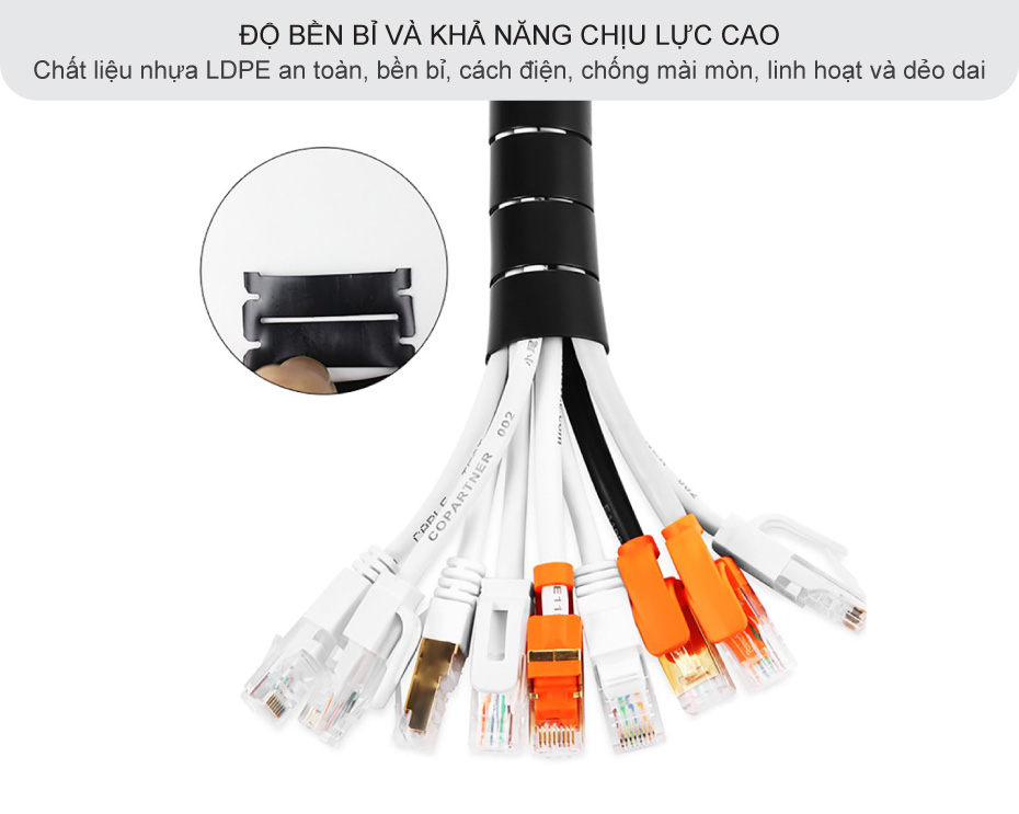 Nẹp cáp ống đi dây cáp gọn gàng dấu dây ống quản lý cáp bàn làm việc ...