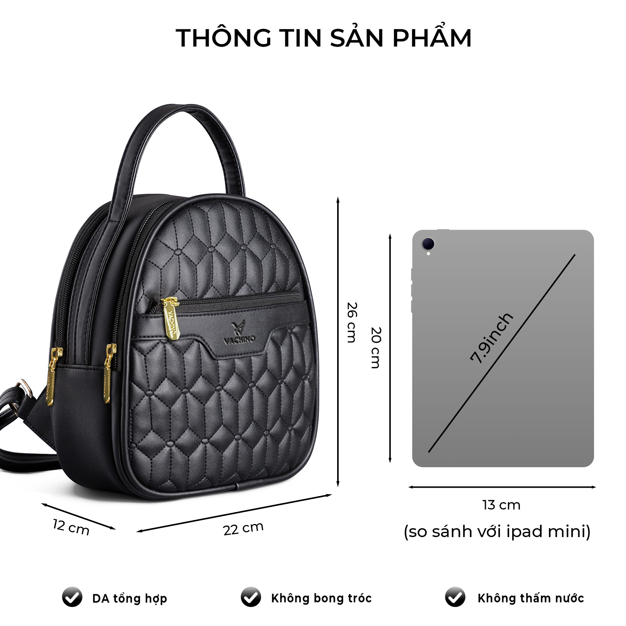 Mô tả Balo nữ thời trang Joria cao cấp VACHINO-BG011 - 2