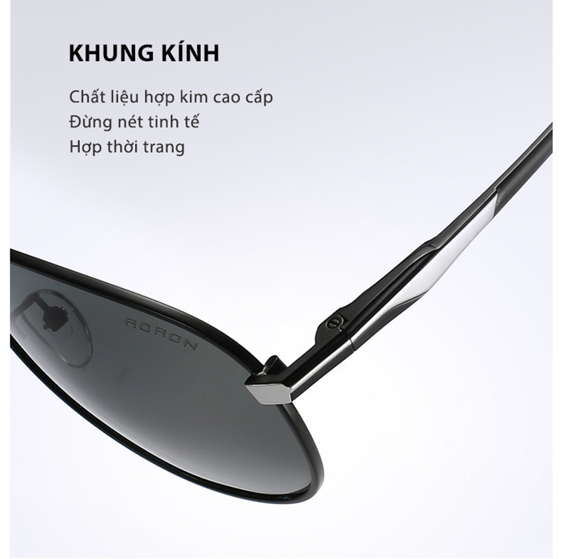 Mô tả Kính Mát Nam Cao Cấp AORON Tròng Mắt Polaroid Chống Chói Lóa Và Tia UV Cực Tím Đẳng Cấp Nam Tính Cực Chất AK124 - 5